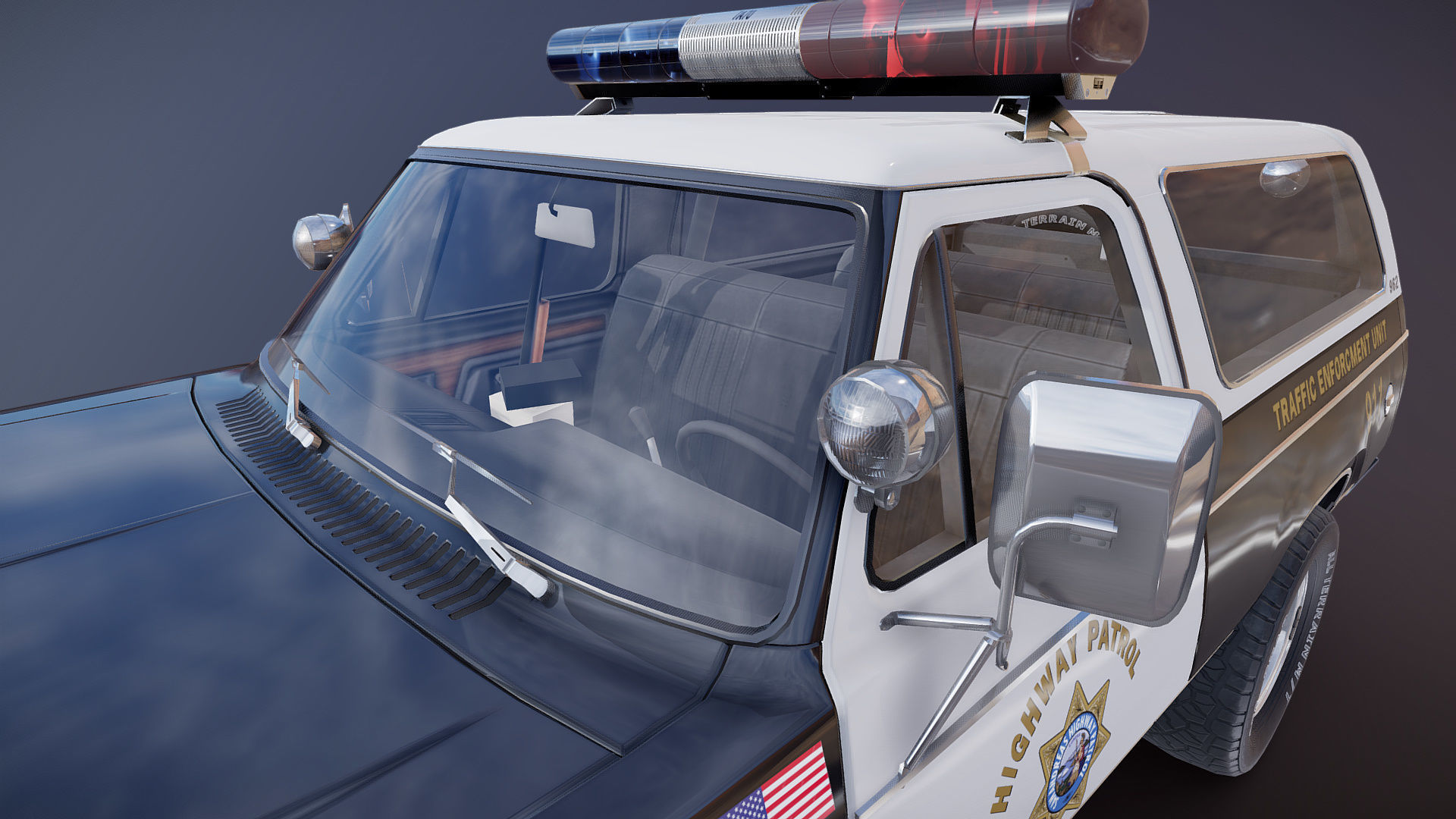 Dodge Ramcharger 1979 police car Low-poly 3D model_25