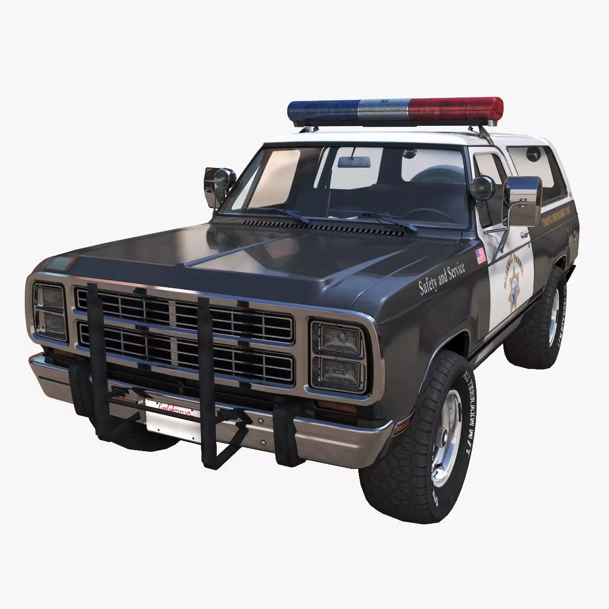 Dodge Ramcharger 1979 police car Low-poly 3D model_0