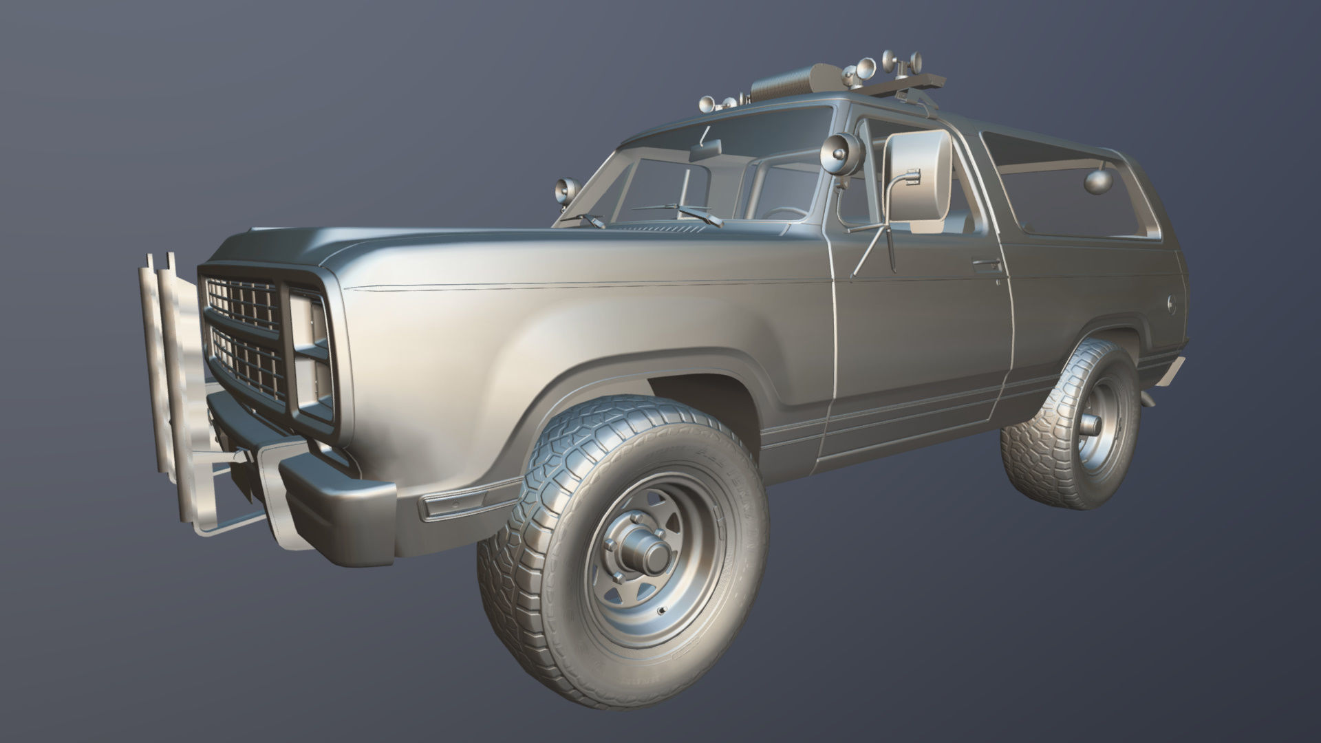 Dodge Ramcharger 1979 police car Low-poly 3D model_34