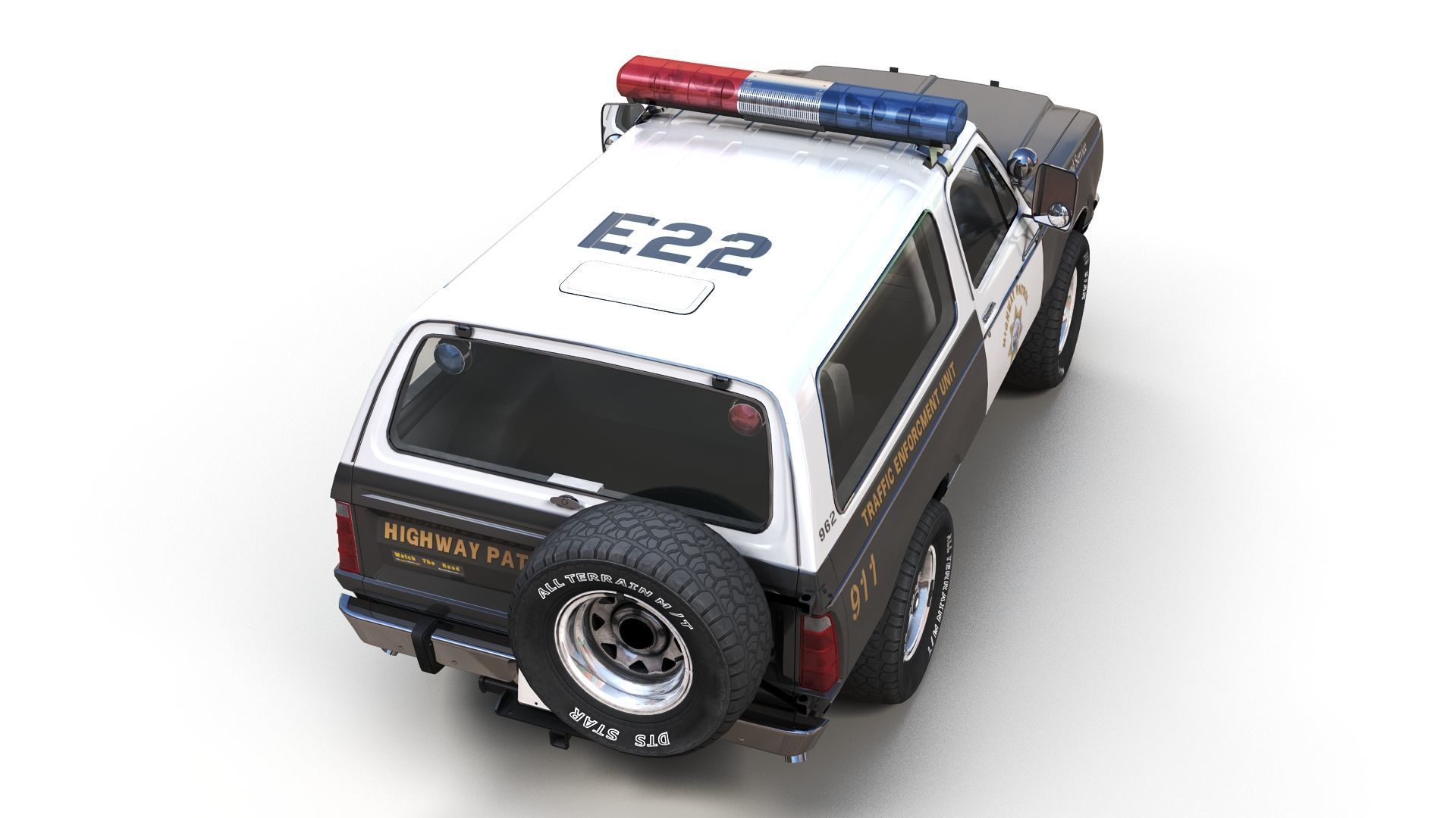 Dodge Ramcharger 1979 police car Low-poly 3D model_6