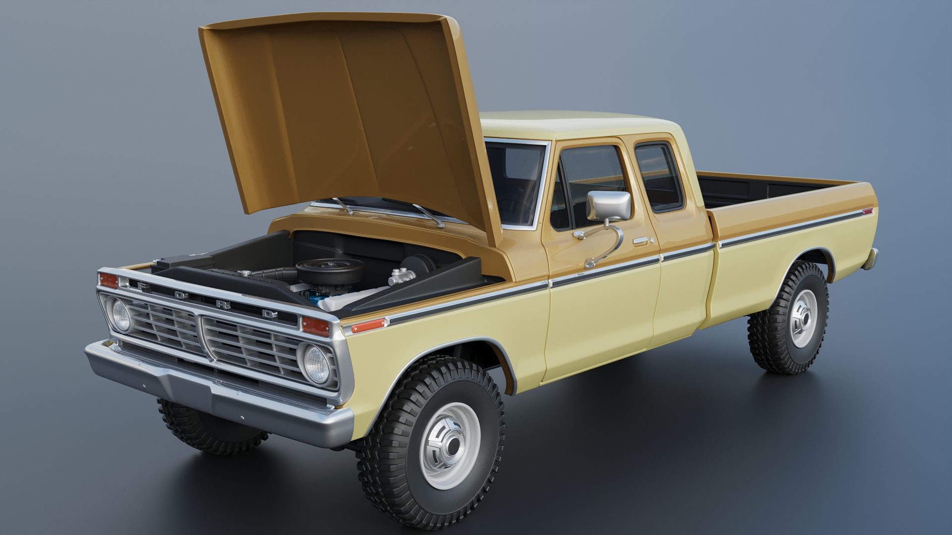 F-250 Super Cab 1974 3D print model_13