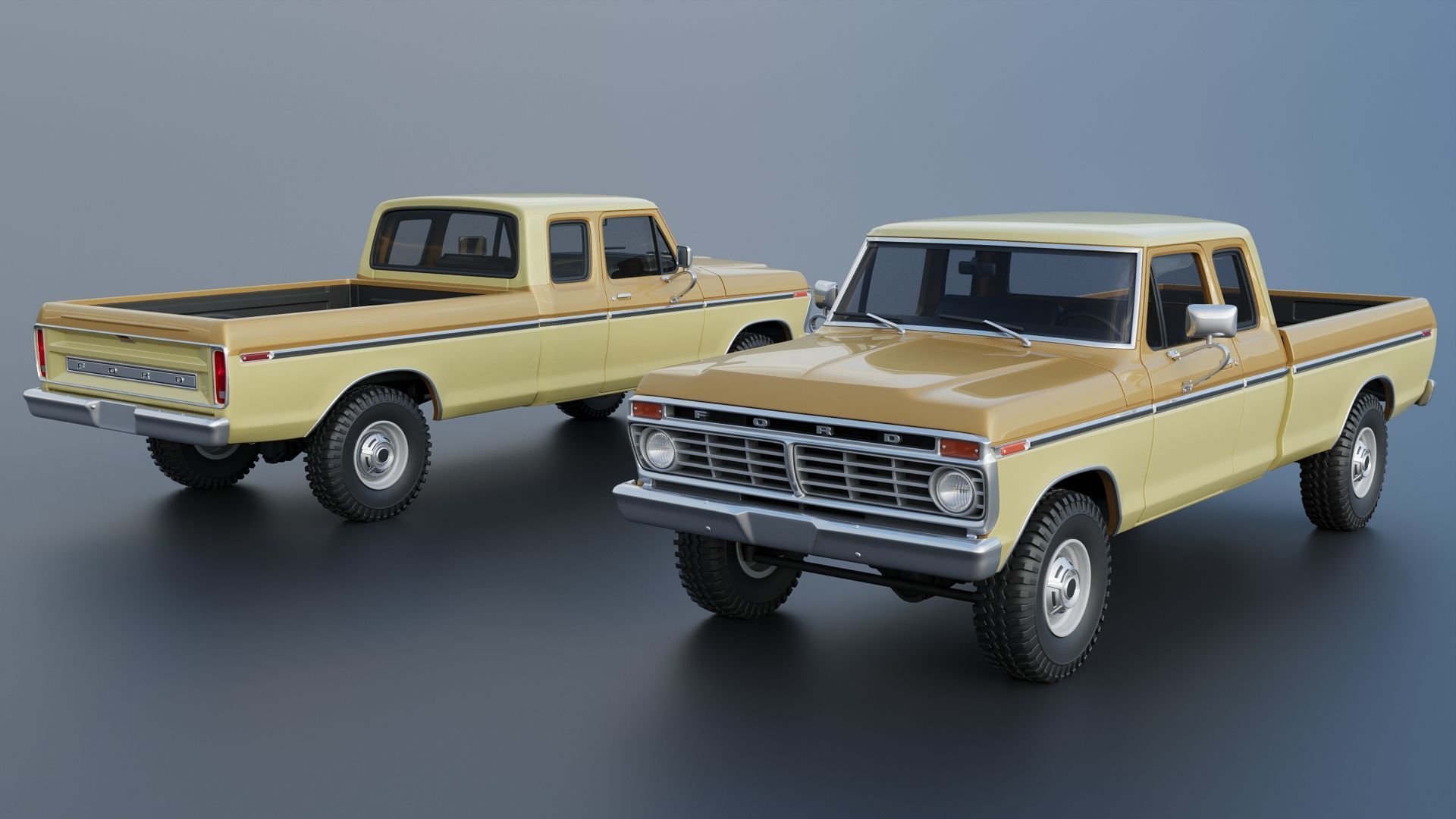 F-250 Super Cab 1974 3D print model_1
