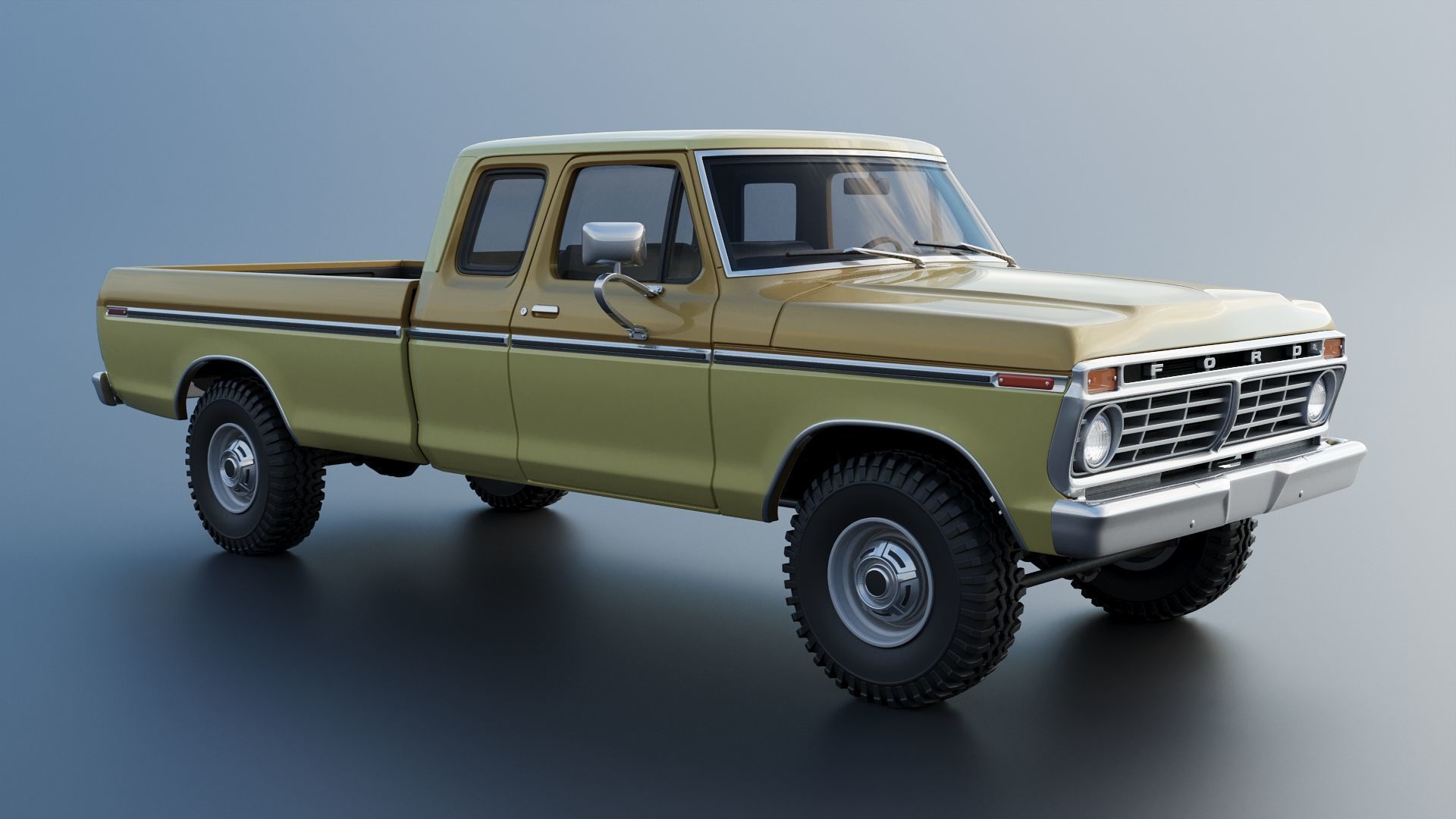 F-250 Super Cab 1974 3D print model_9