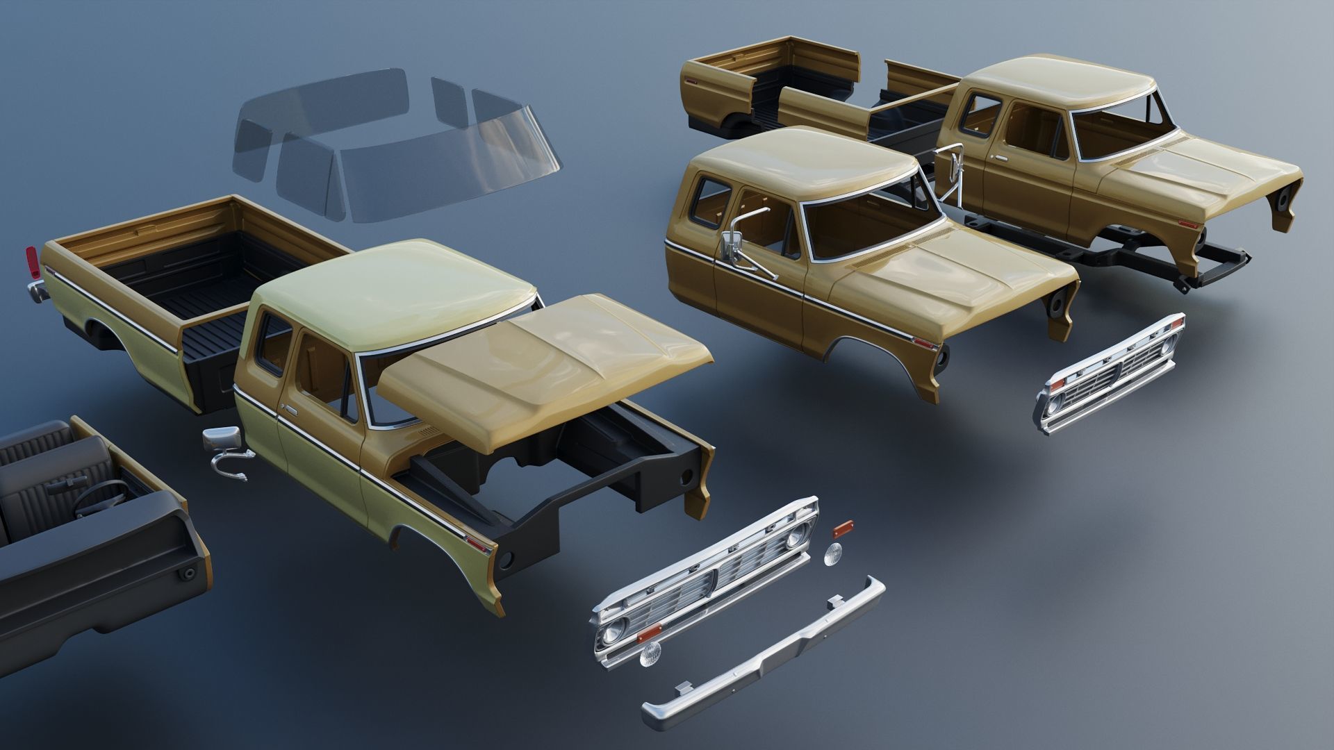 F-250 Super Cab 1974 3D print model_24