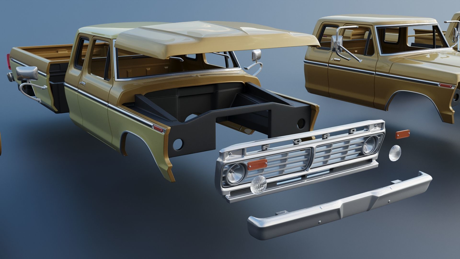 F-250 Super Cab 1974 3D print model_25