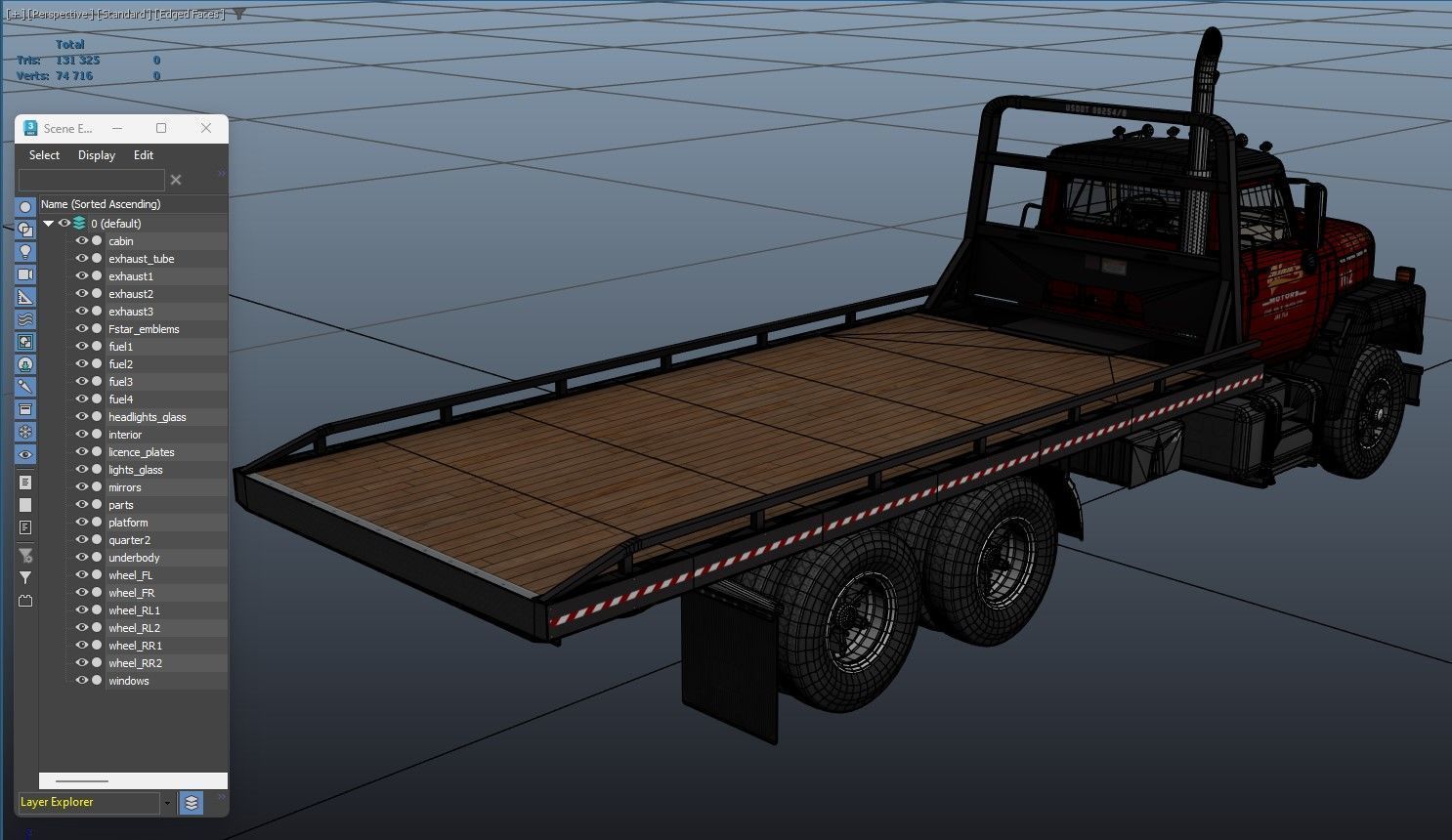 International Fleetstar flatbed truck Low-poly 3D model_33