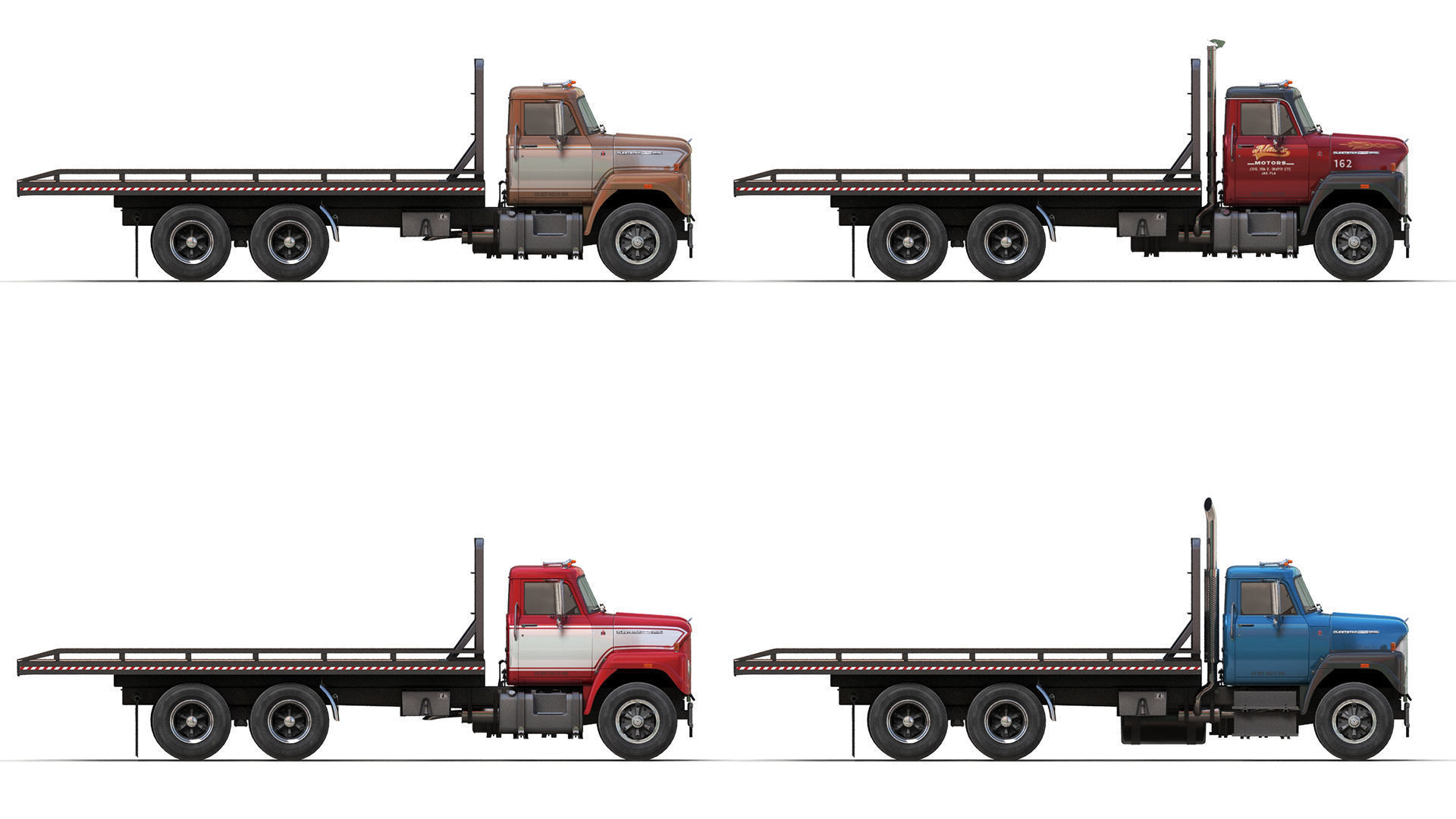 International Fleetstar flatbed truck Low-poly 3D model_1