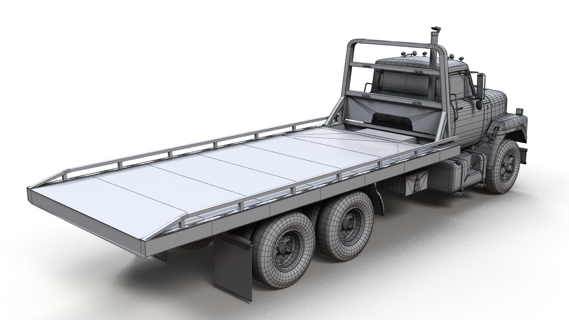 International Fleetstar flatbed truck Low-poly 3D model_11
