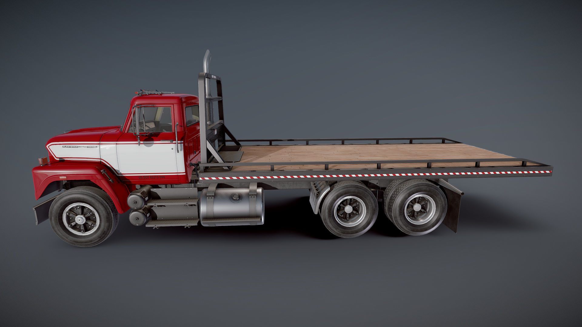 International Fleetstar flatbed truck Low-poly 3D model_20