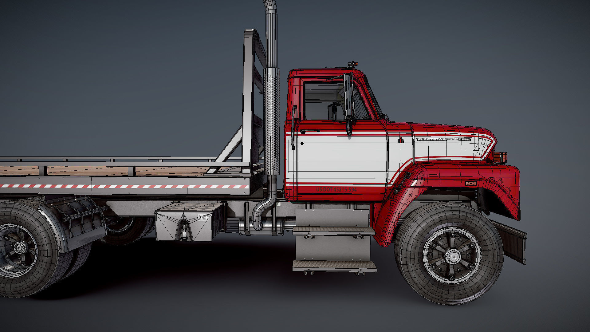 International Fleetstar flatbed truck Low-poly 3D model_26