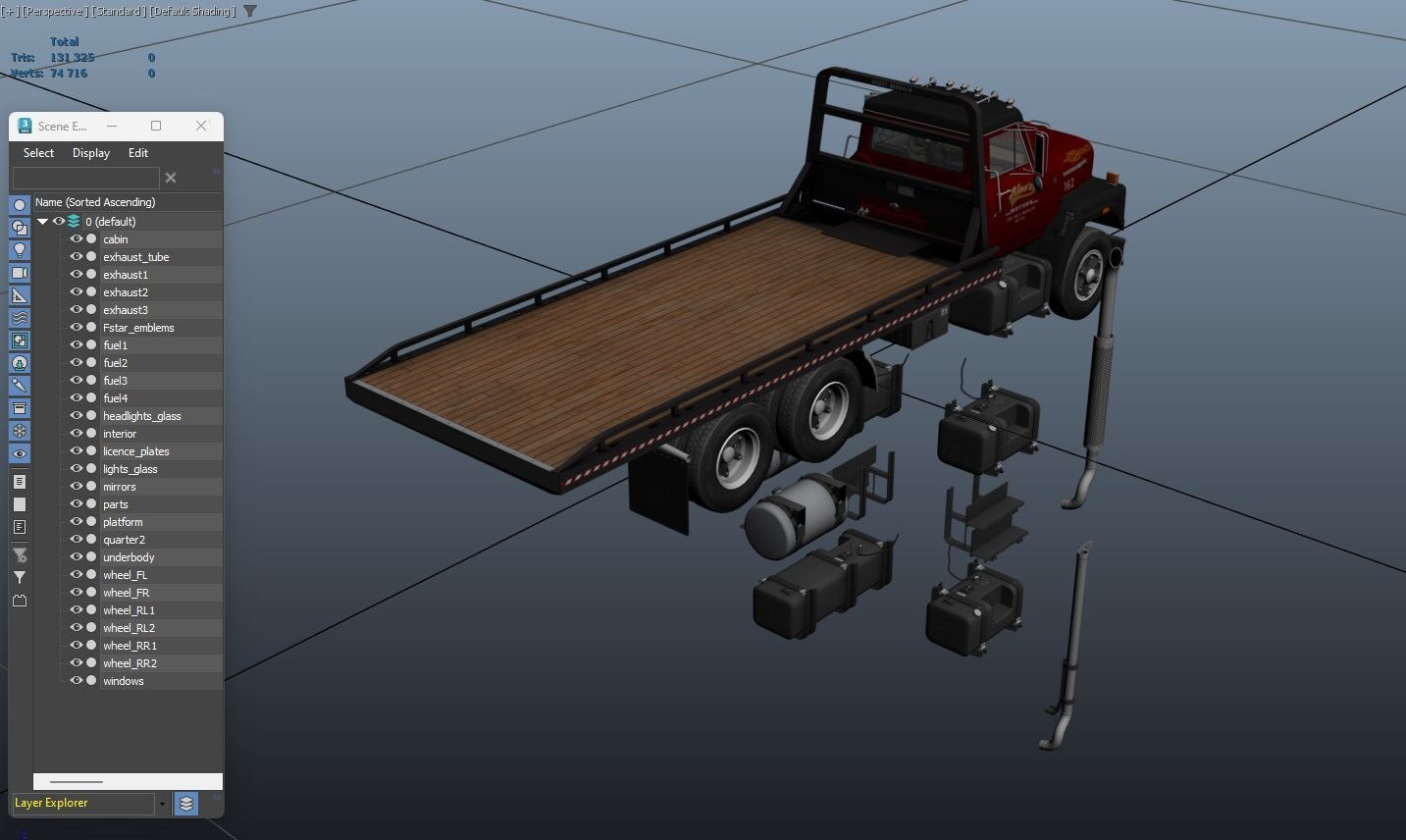 International Fleetstar flatbed truck Low-poly 3D model_37