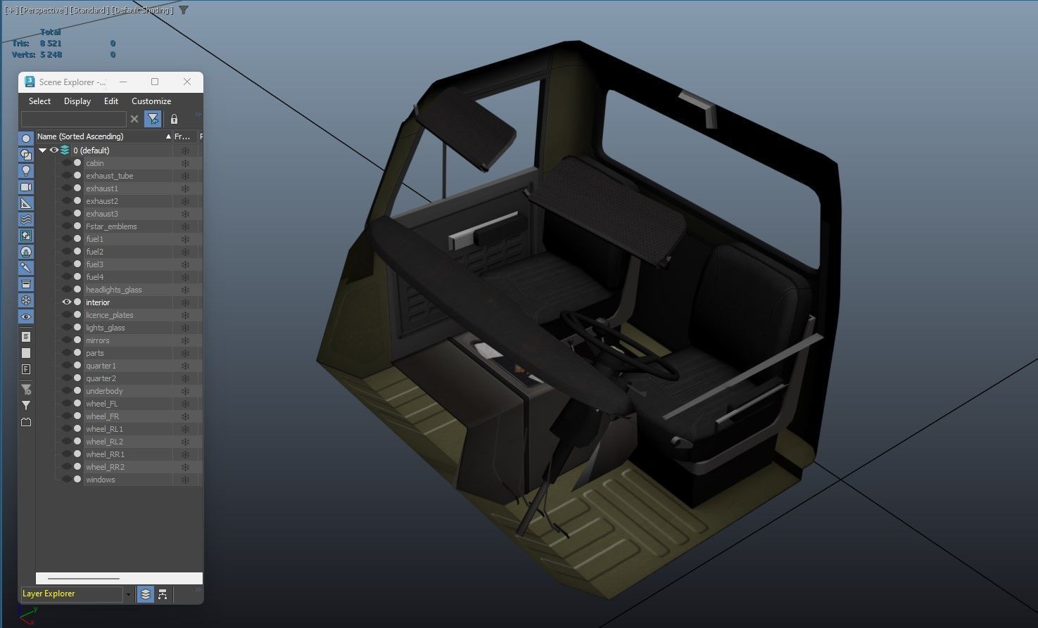 International Fleetstar flatbed truck Low-poly 3D model_42