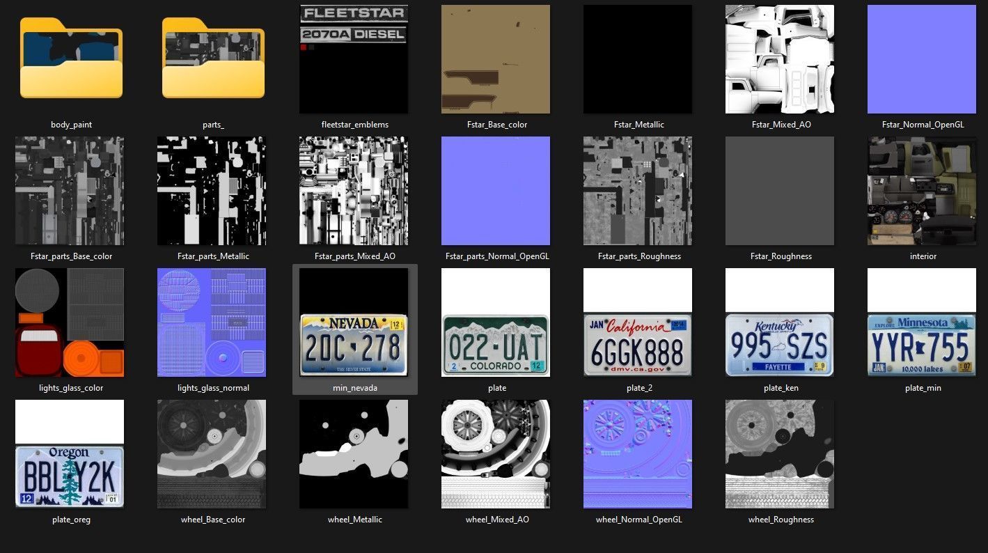 International Fleetstar flatbed truck Low-poly 3D model_48