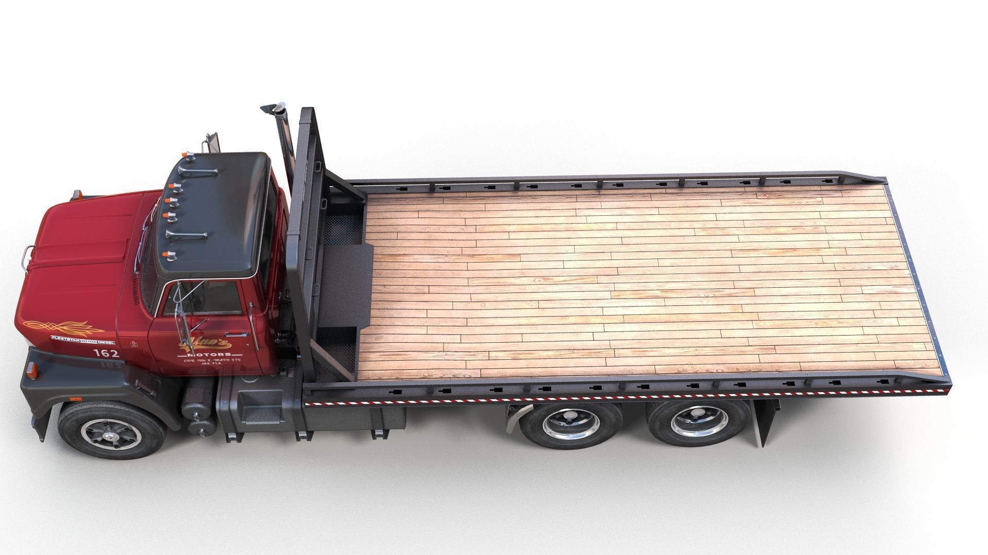 International Fleetstar flatbed truck Low-poly 3D model_9