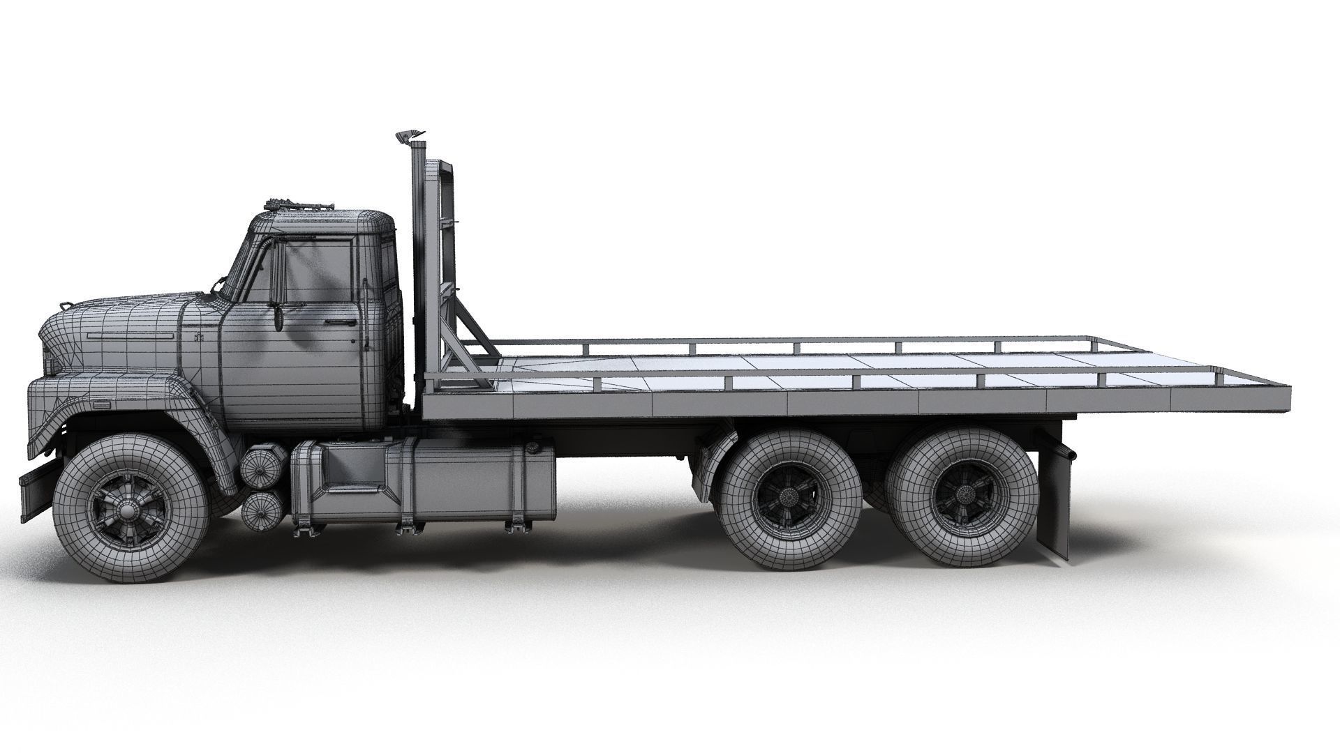 International Fleetstar flatbed truck Low-poly 3D model_14