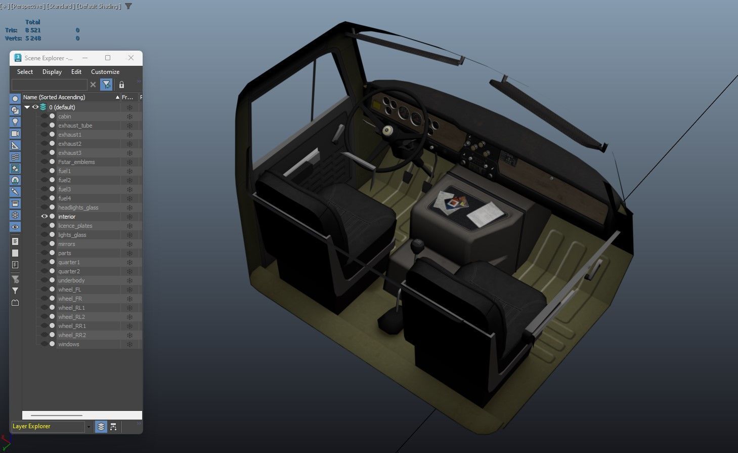 International Fleetstar flatbed truck Low-poly 3D model_41
