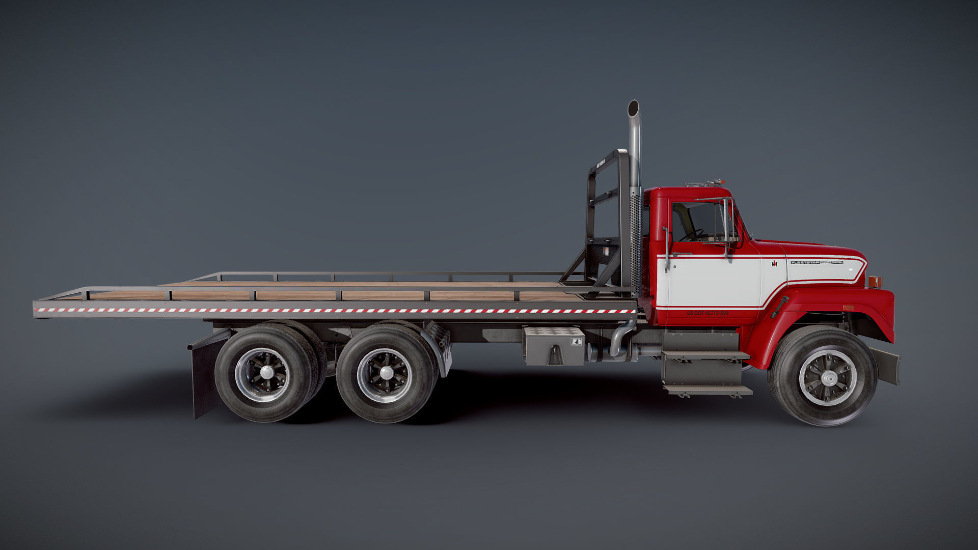 International Fleetstar flatbed truck Low-poly 3D model_18
