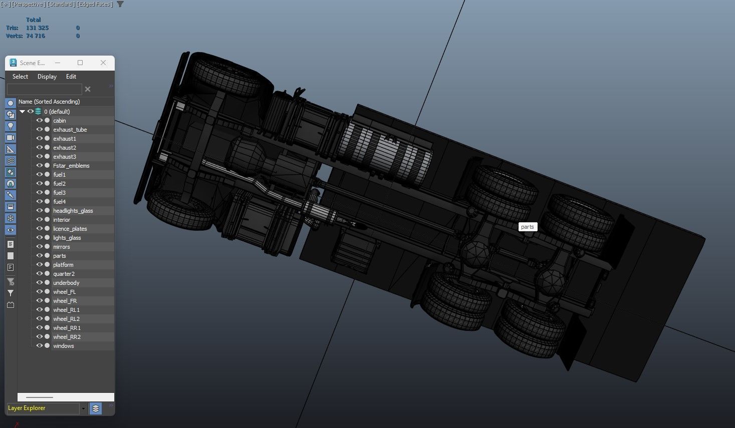 International Fleetstar flatbed truck Low-poly 3D model_38