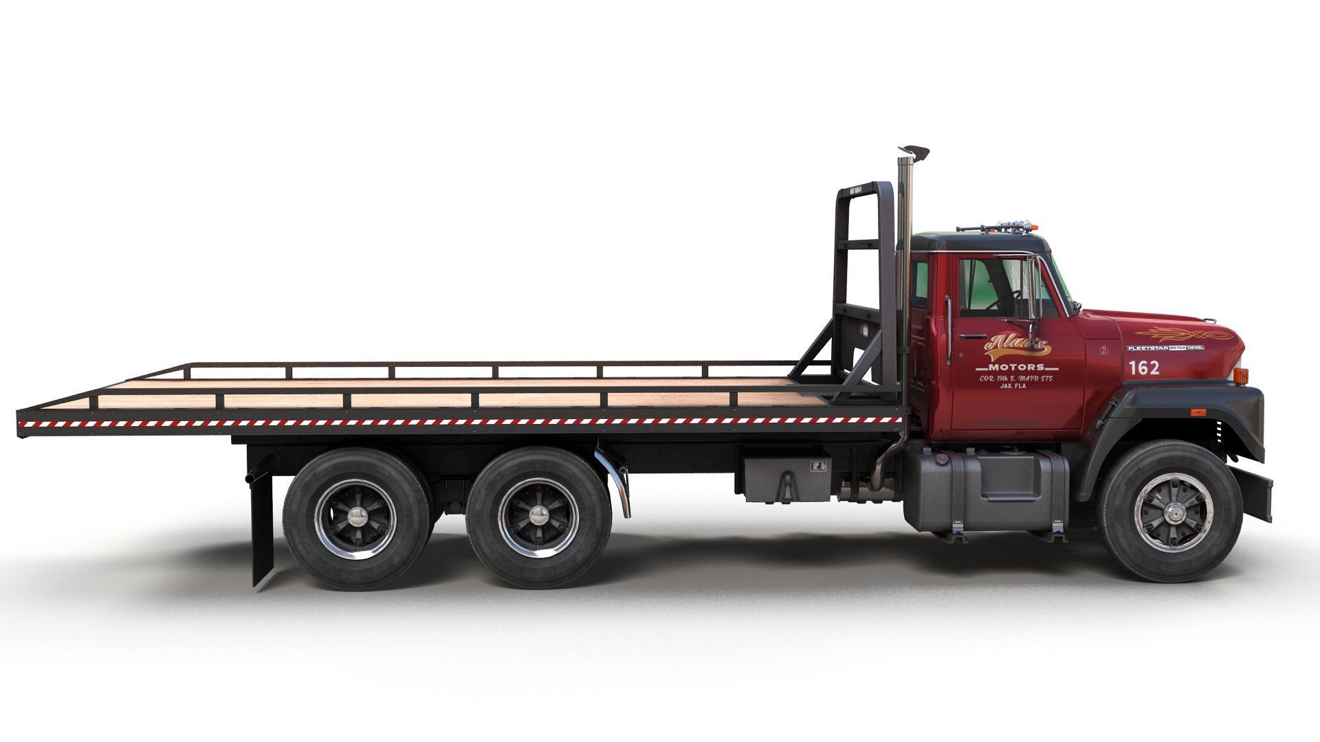 International Fleetstar flatbed truck Low-poly 3D model_4