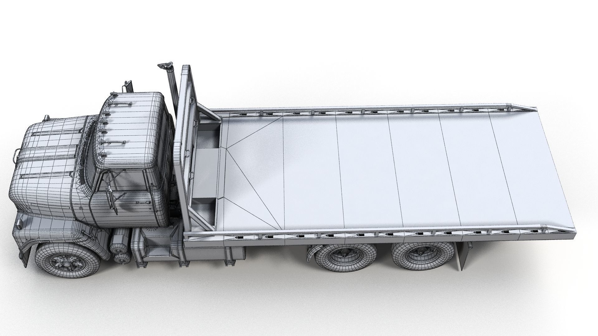 International Fleetstar flatbed truck Low-poly 3D model_17