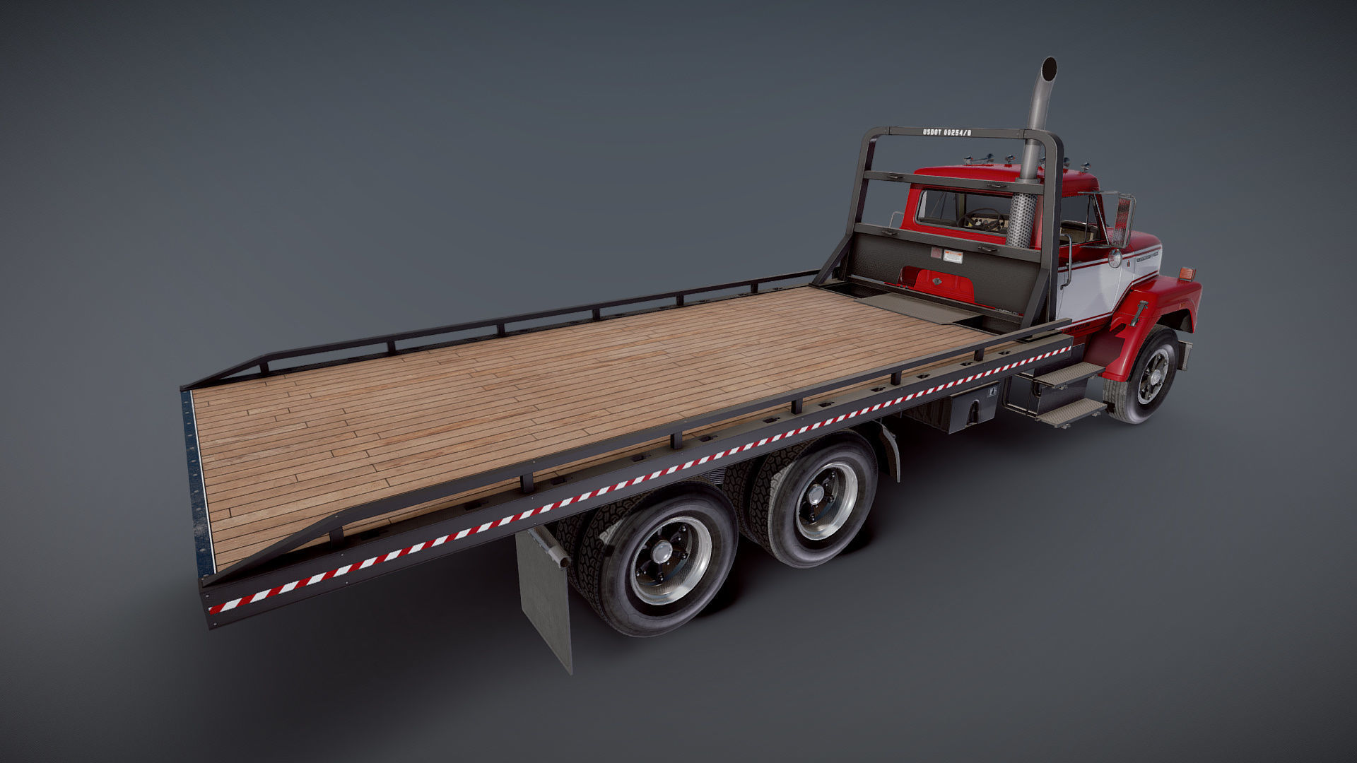 International Fleetstar flatbed truck Low-poly 3D model_22