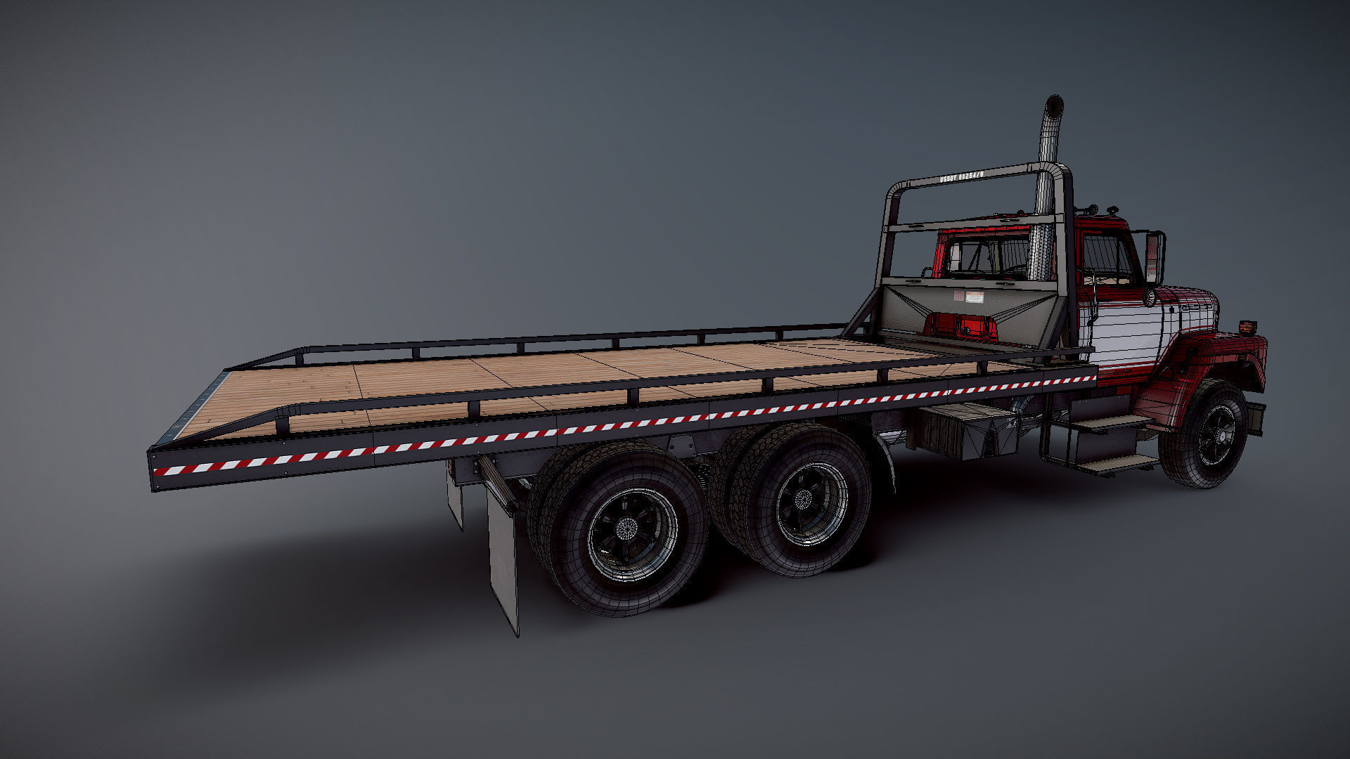 International Fleetstar flatbed truck Low-poly 3D model_27