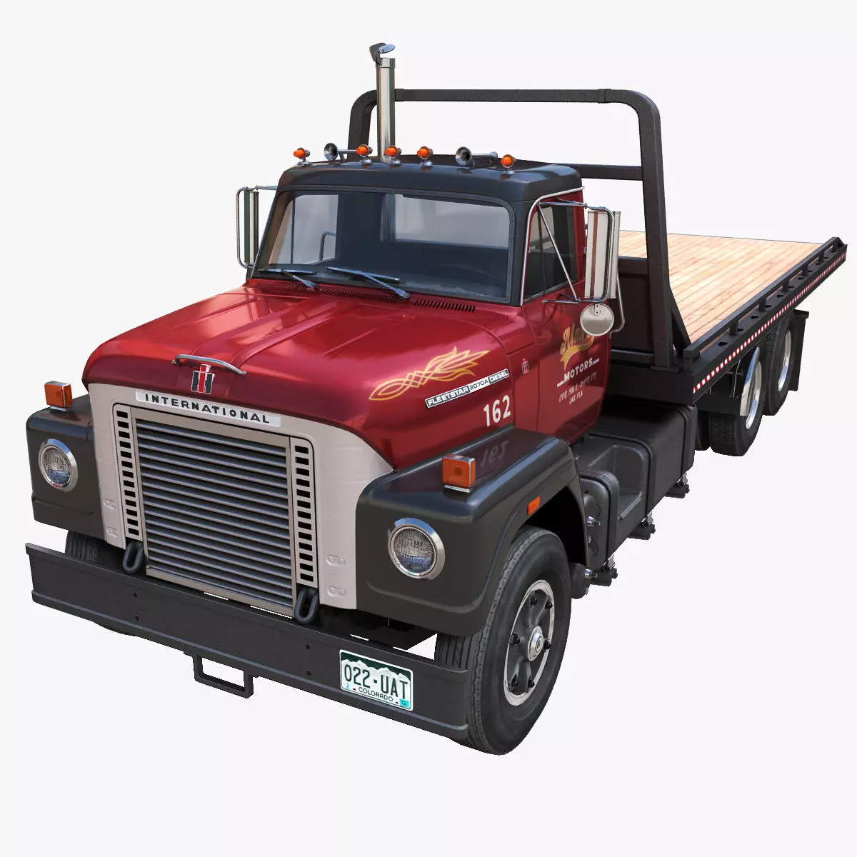 International Fleetstar flatbed truck Low-poly 3D model_0