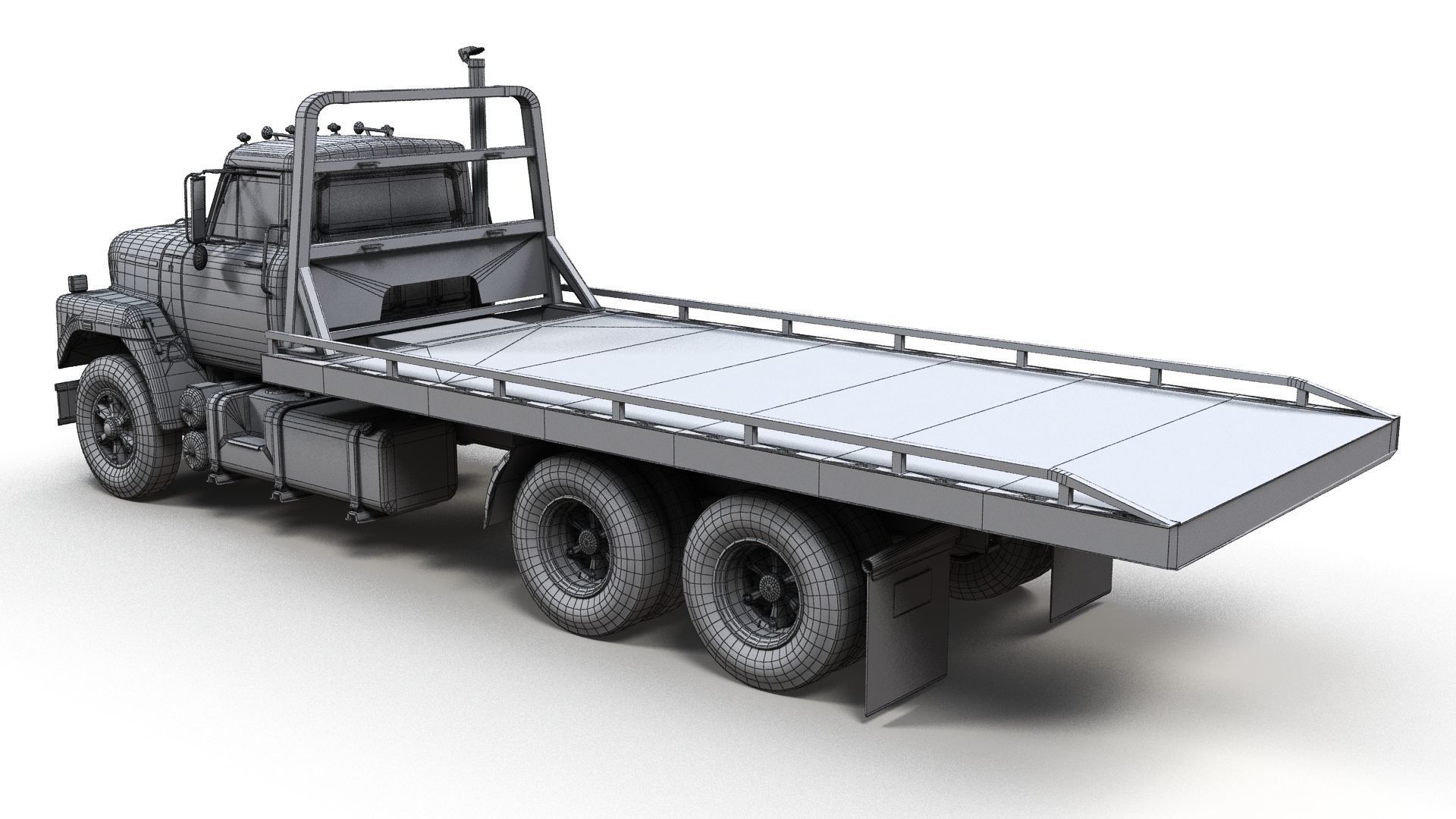 International Fleetstar flatbed truck Low-poly 3D model_13