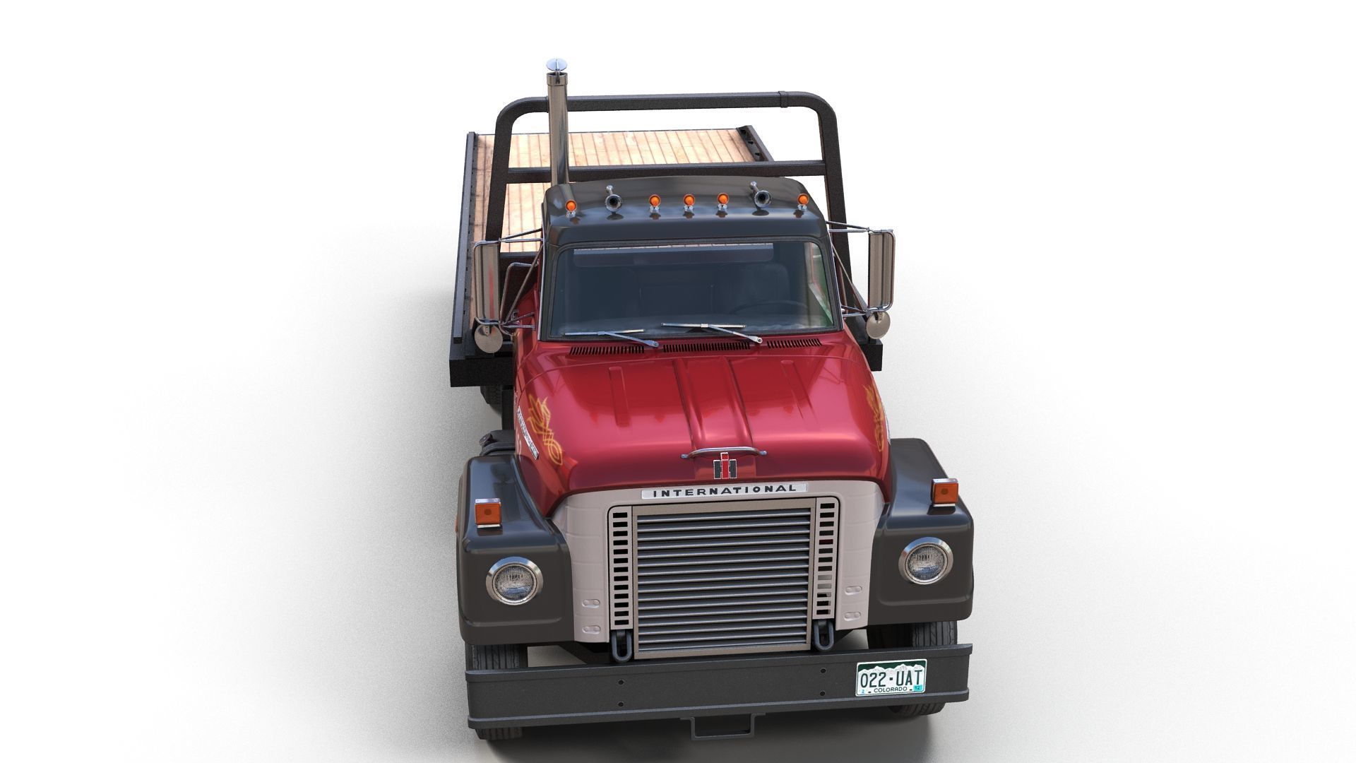 International Fleetstar flatbed truck Low-poly 3D model_8
