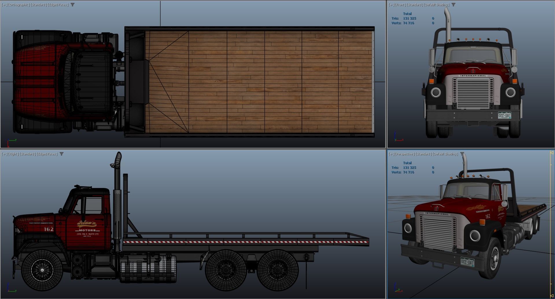 International Fleetstar flatbed truck Low-poly 3D model_35