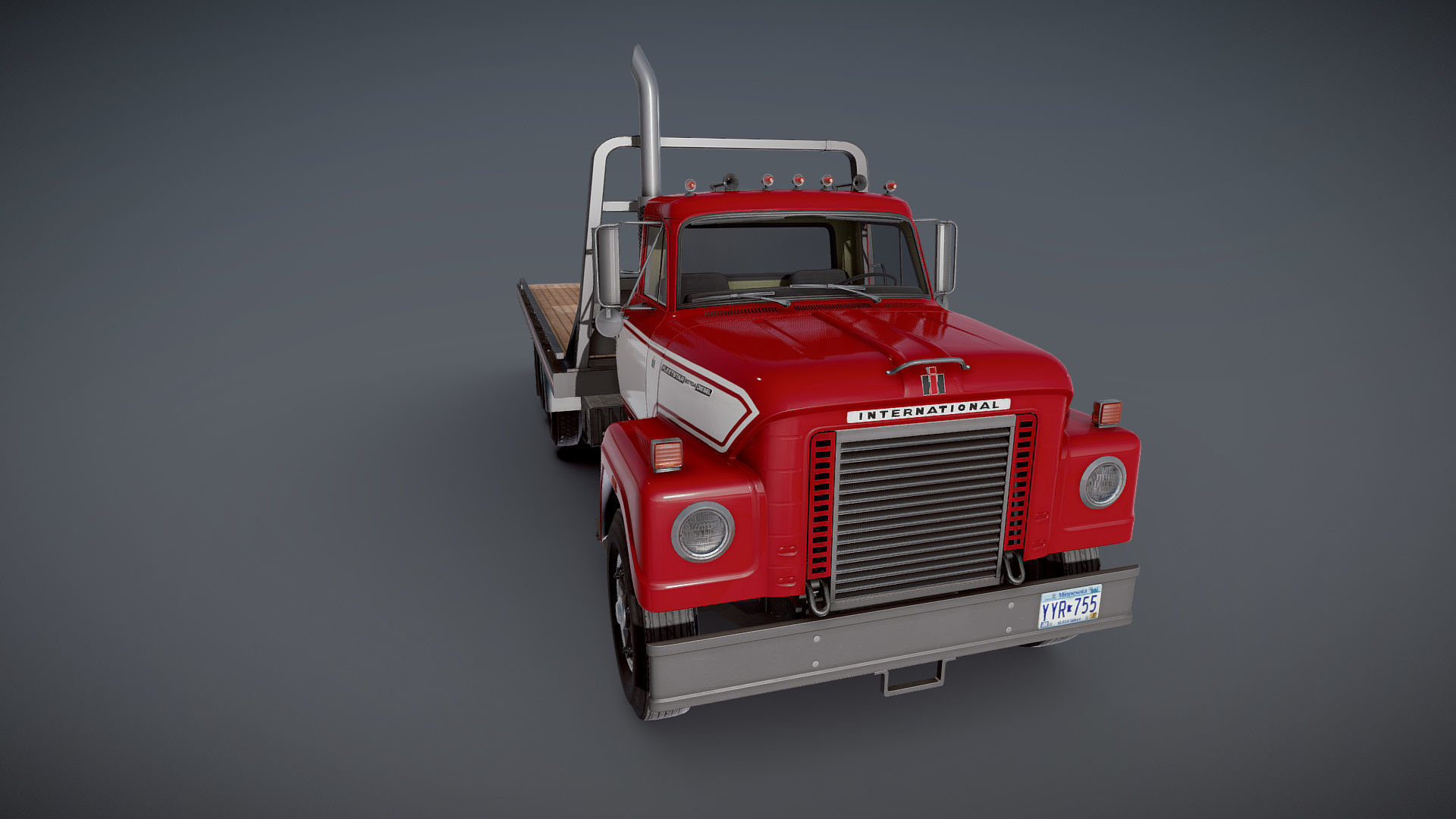 International Fleetstar flatbed truck Low-poly 3D model_24