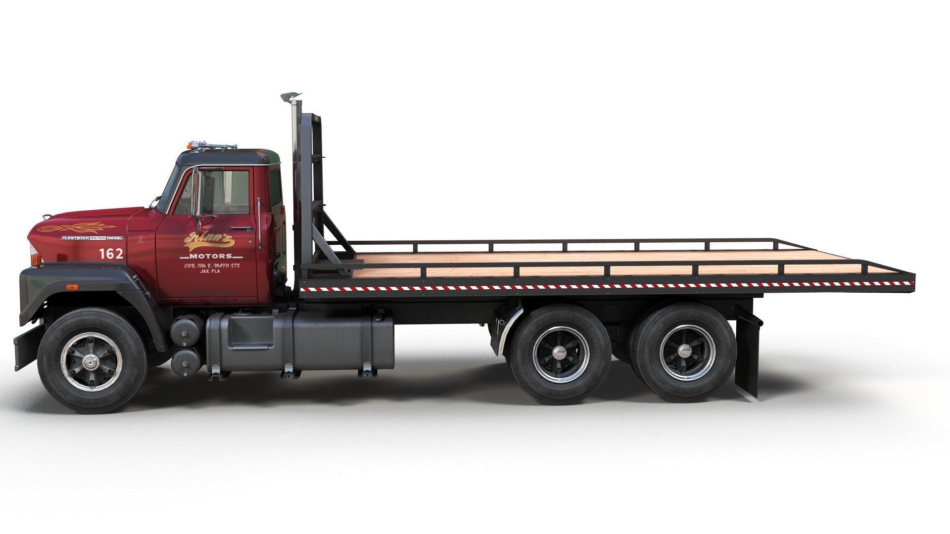 International Fleetstar flatbed truck Low-poly 3D model_6