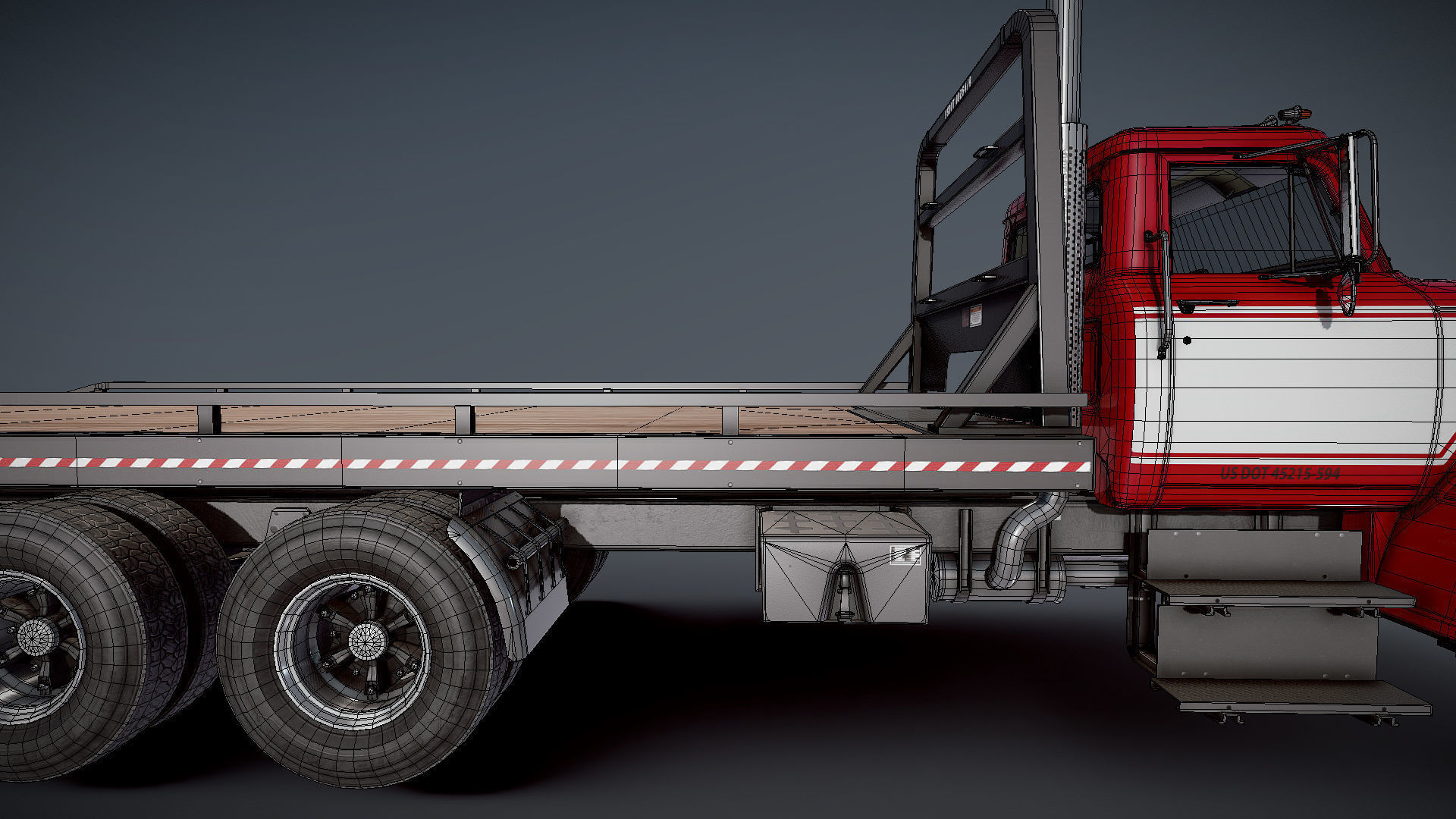 International Fleetstar flatbed truck Low-poly 3D model_29