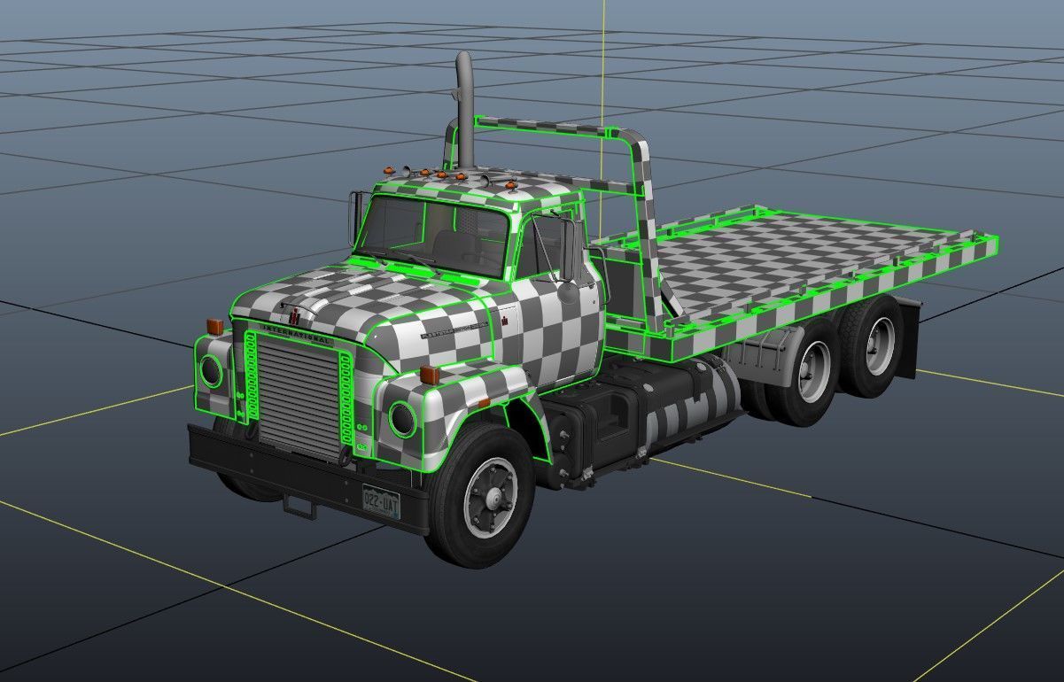 International Fleetstar flatbed truck Low-poly 3D model_40