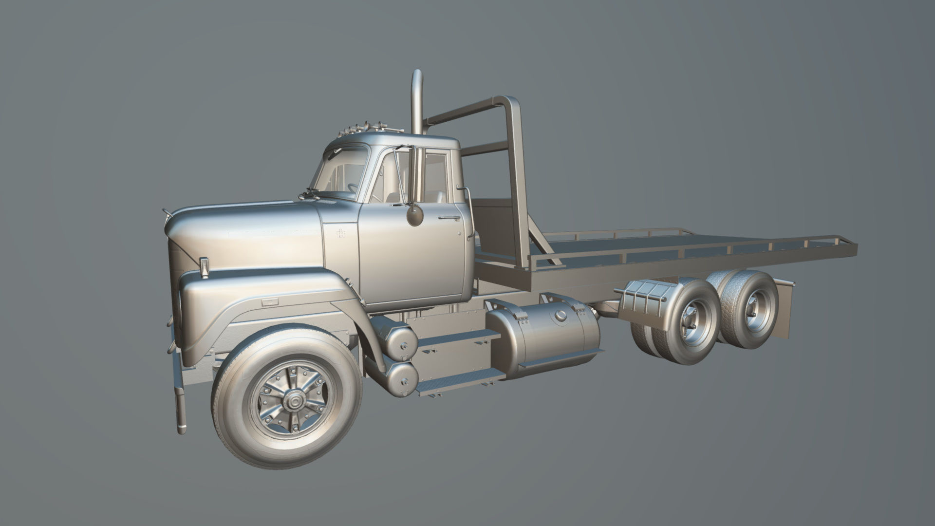 International Fleetstar flatbed truck Low-poly 3D model_31