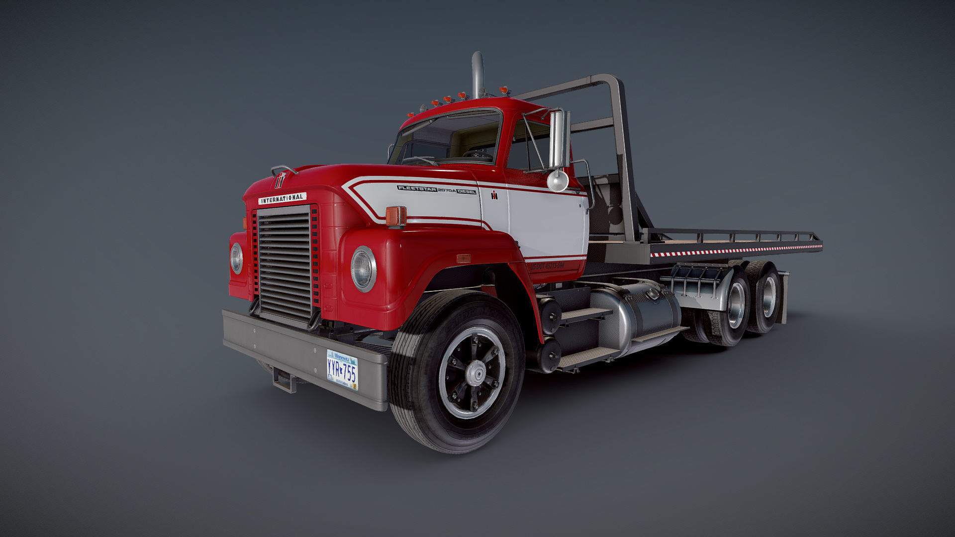 International Fleetstar flatbed truck Low-poly 3D model_19