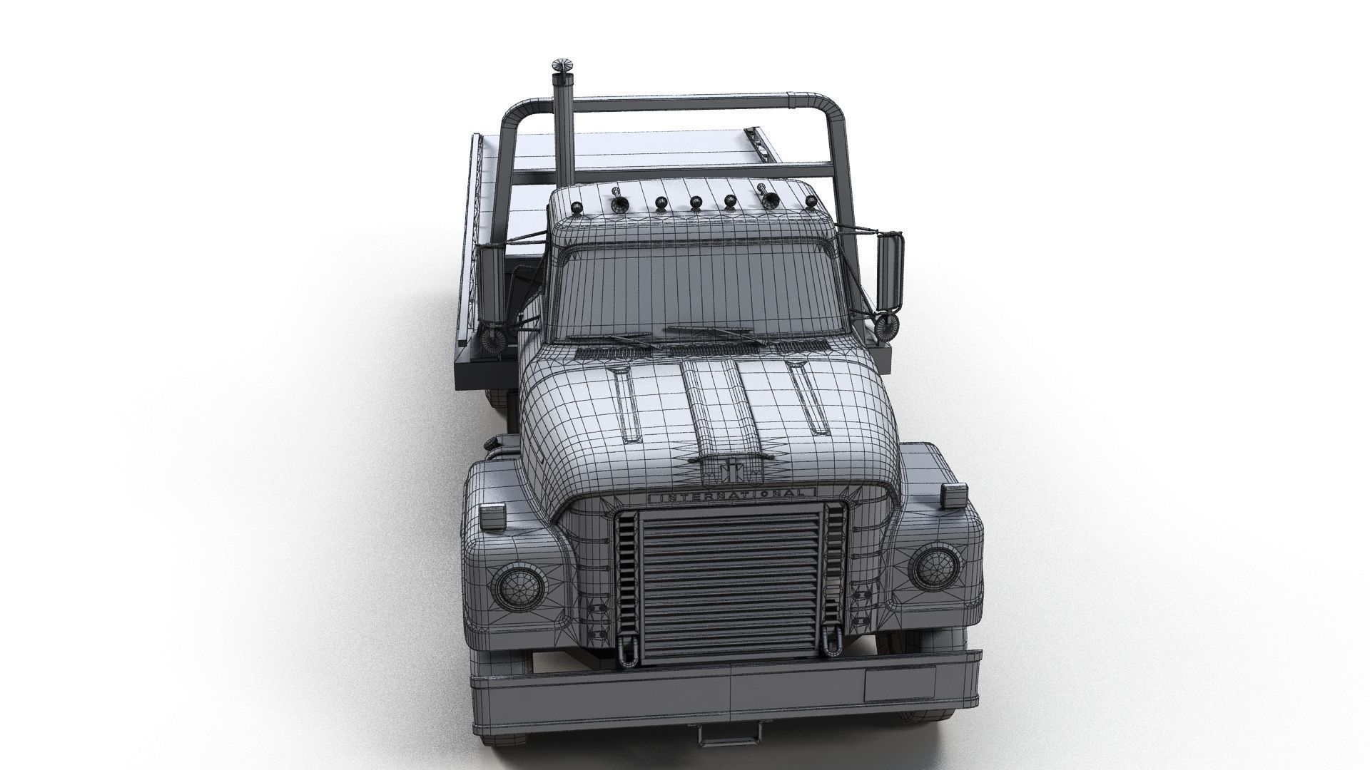 International Fleetstar flatbed truck Low-poly 3D model_16