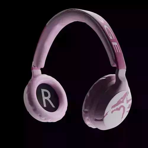 High-Quality 3D Realistic Headphone Model Pink and White Design