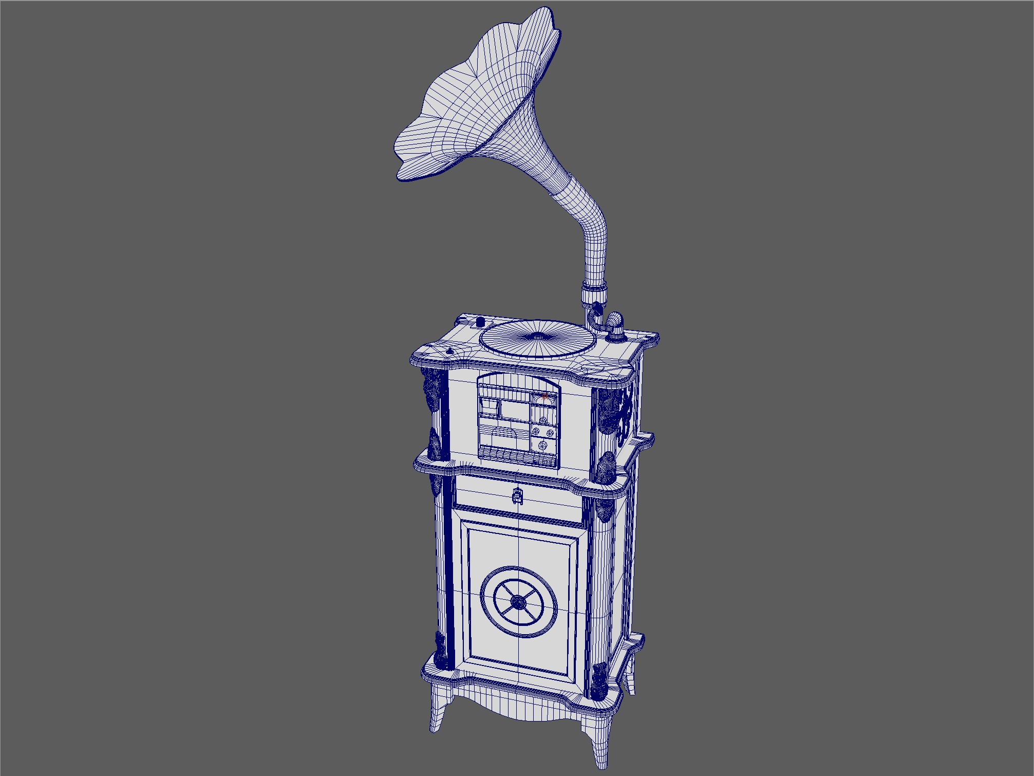 Tabletop Gramophone Low-poly 3D model_23