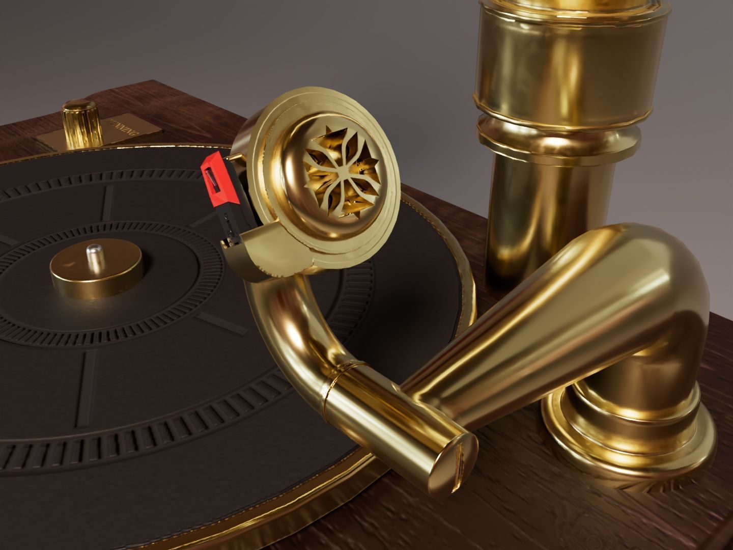 Tabletop Gramophone Low-poly 3D model_4