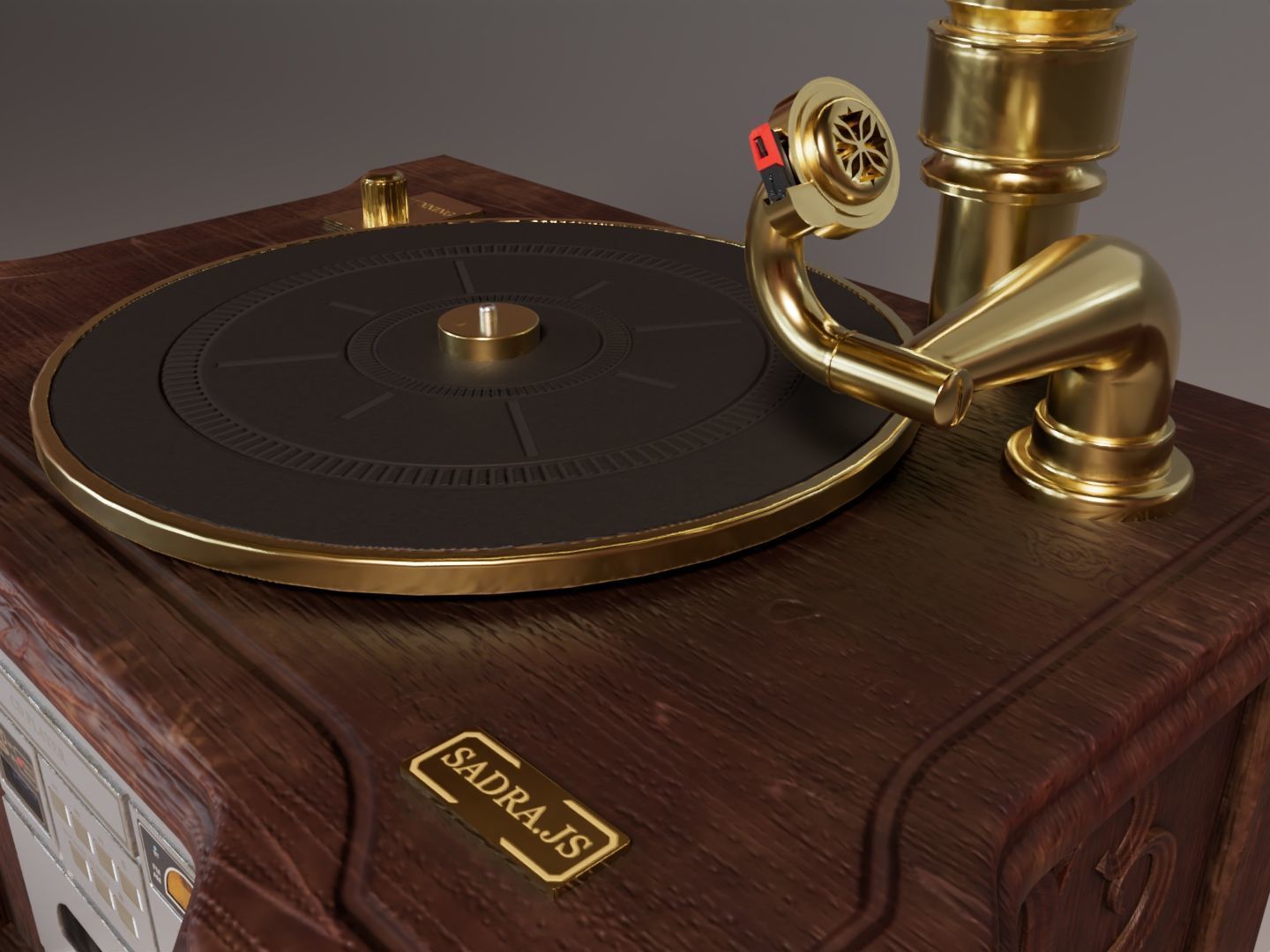 Tabletop Gramophone Low-poly 3D model_3