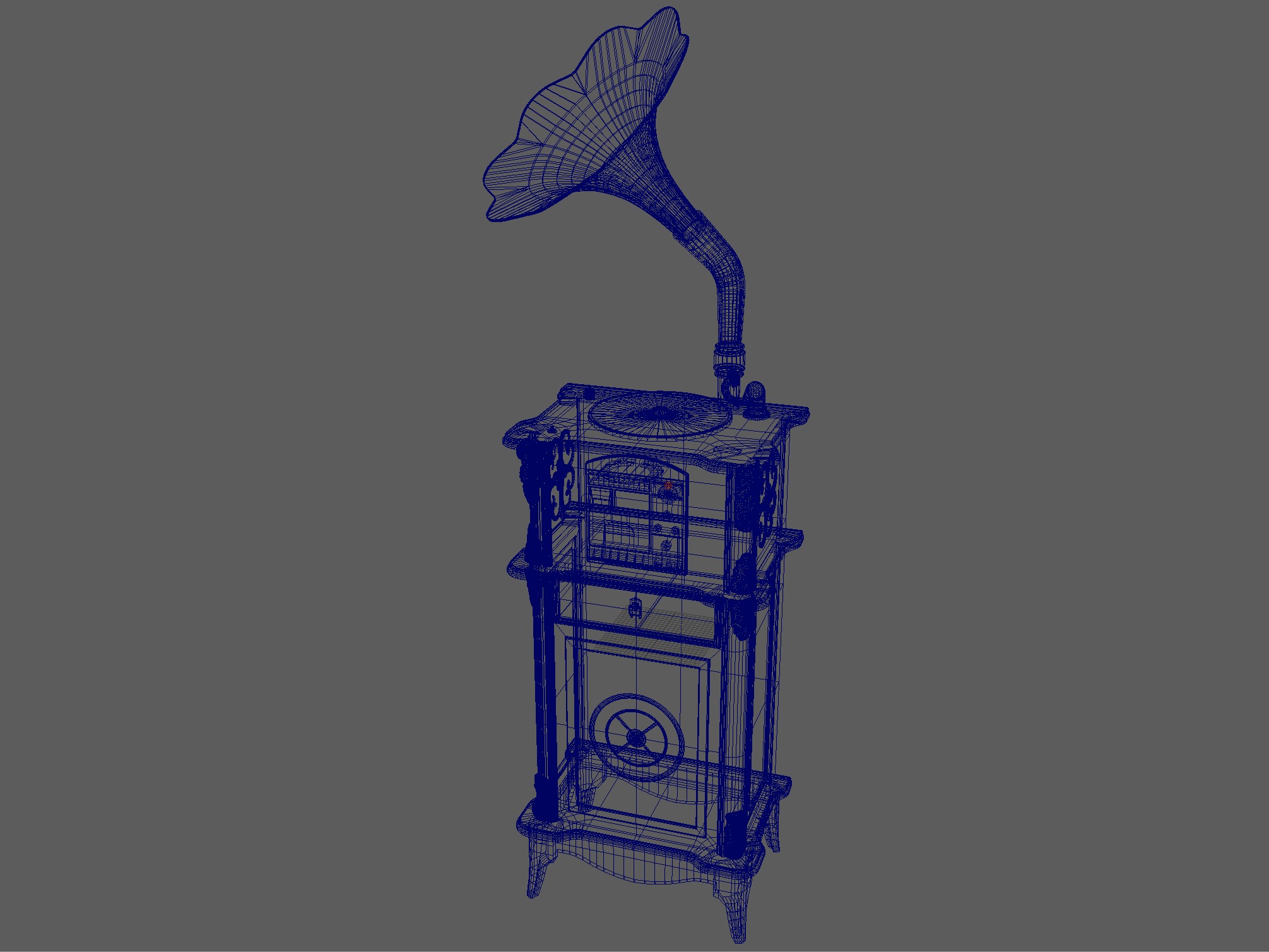 Tabletop Gramophone Low-poly 3D model_24
