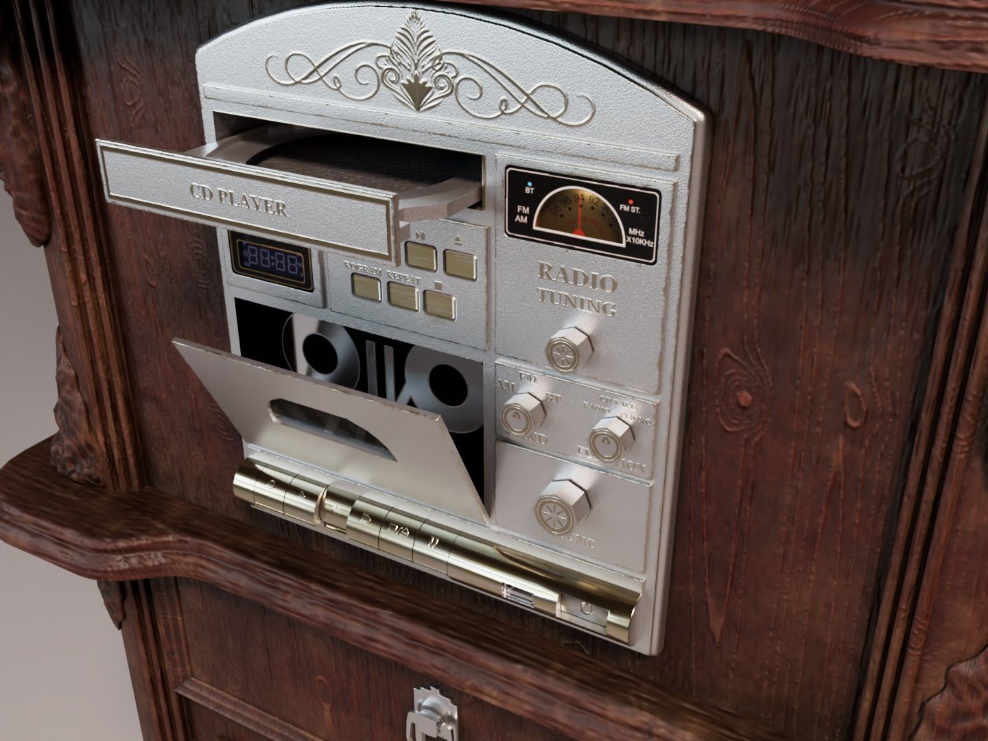 Tabletop Gramophone Low-poly 3D model_13