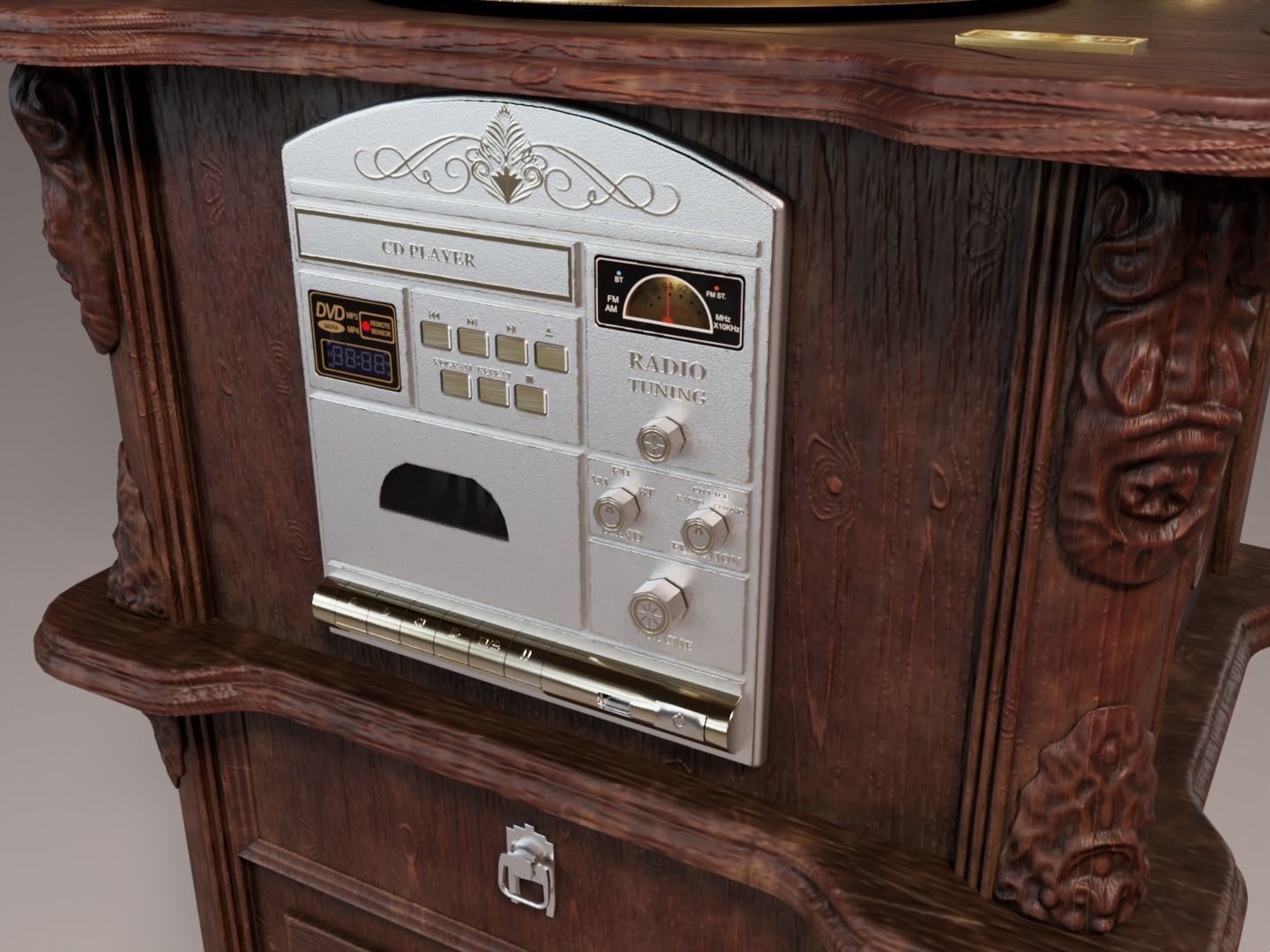 Tabletop Gramophone Low-poly 3D model_8