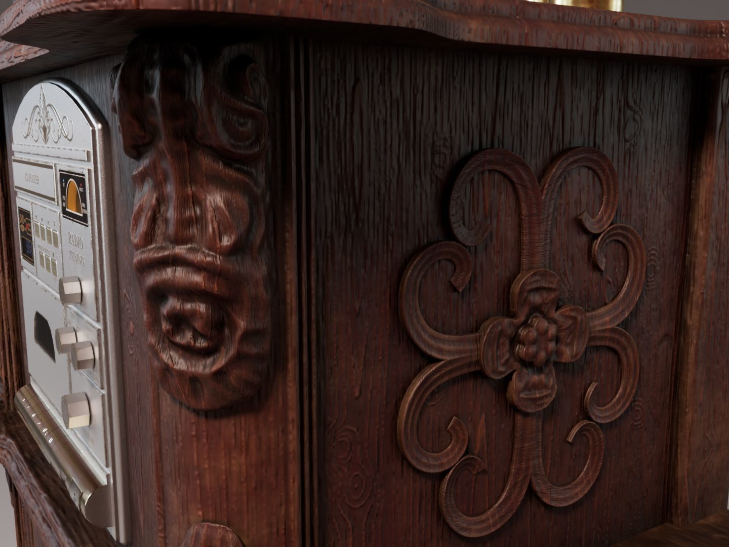 Tabletop Gramophone Low-poly 3D model_14