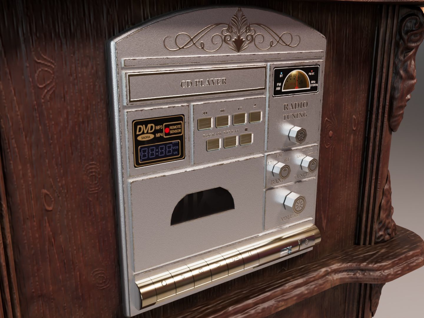 Tabletop Gramophone Low-poly 3D model_9