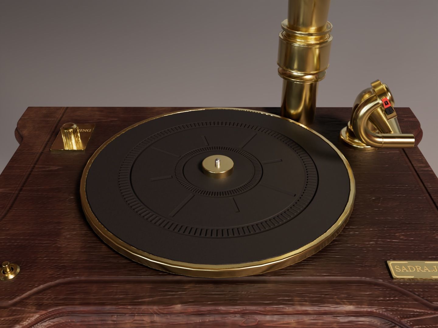Tabletop Gramophone Low-poly 3D model_7
