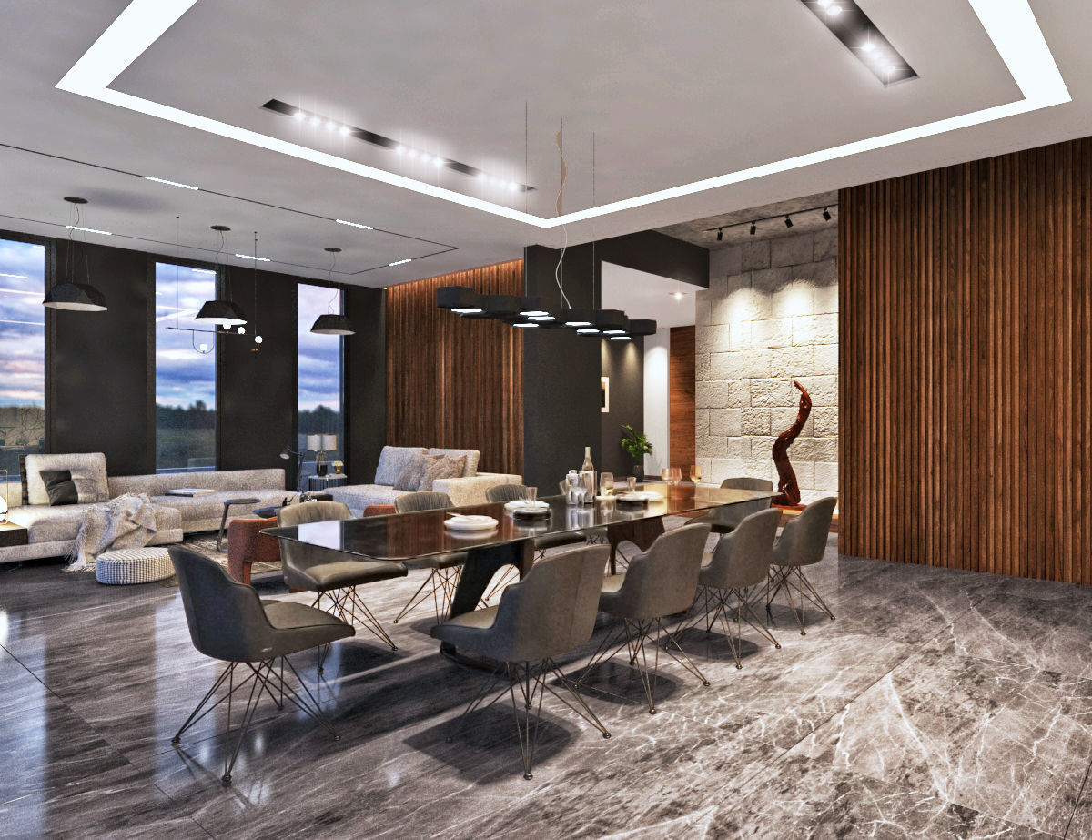 Interior Living Room Scene set 3D model_3