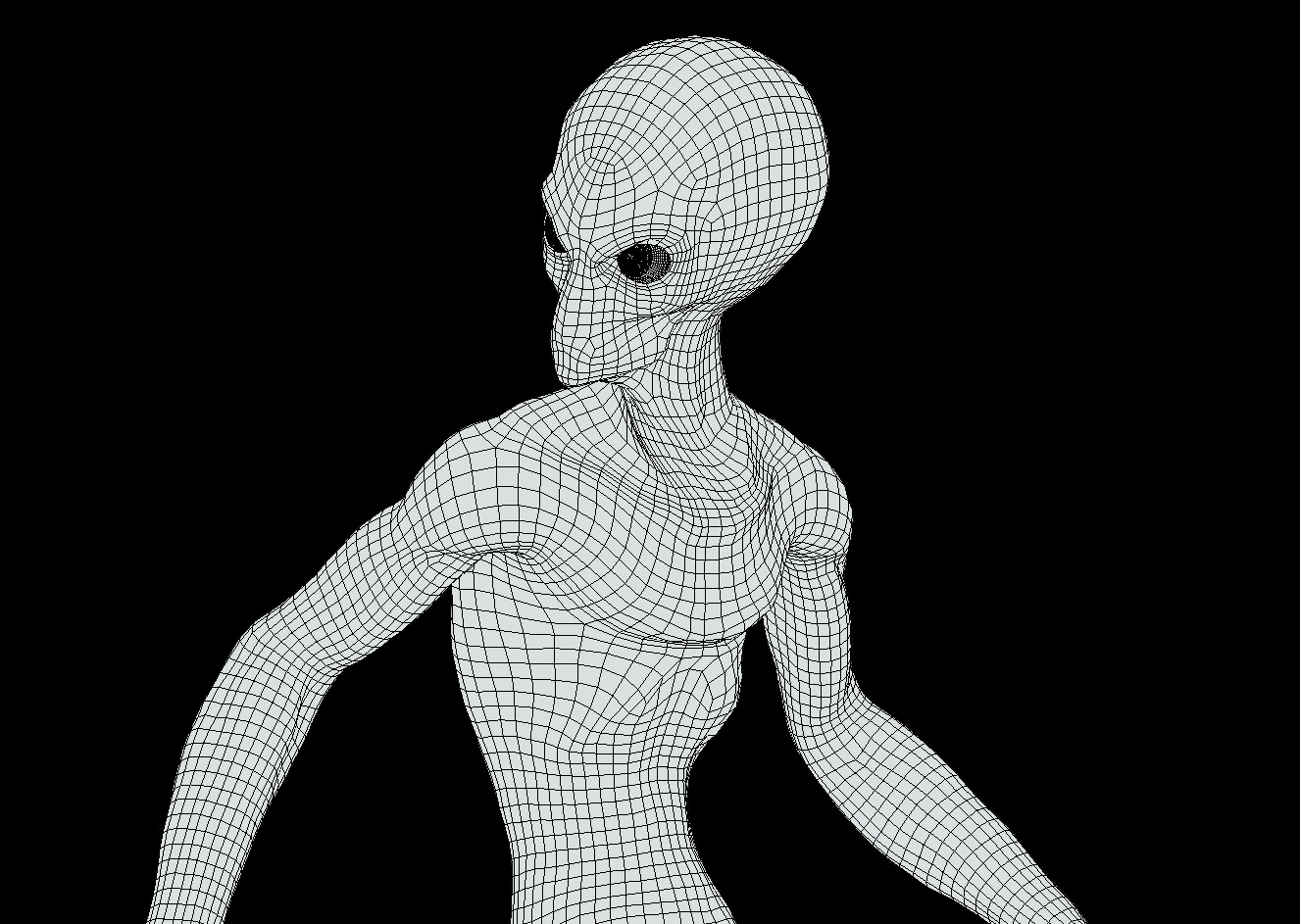 Grey Alien Low-poly 3D model_5
