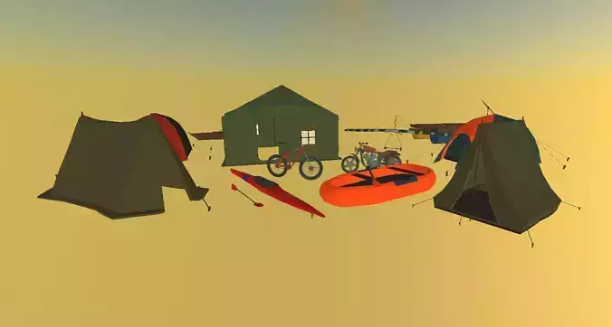 Low Poly Outdoor Adventure Equipment Pack